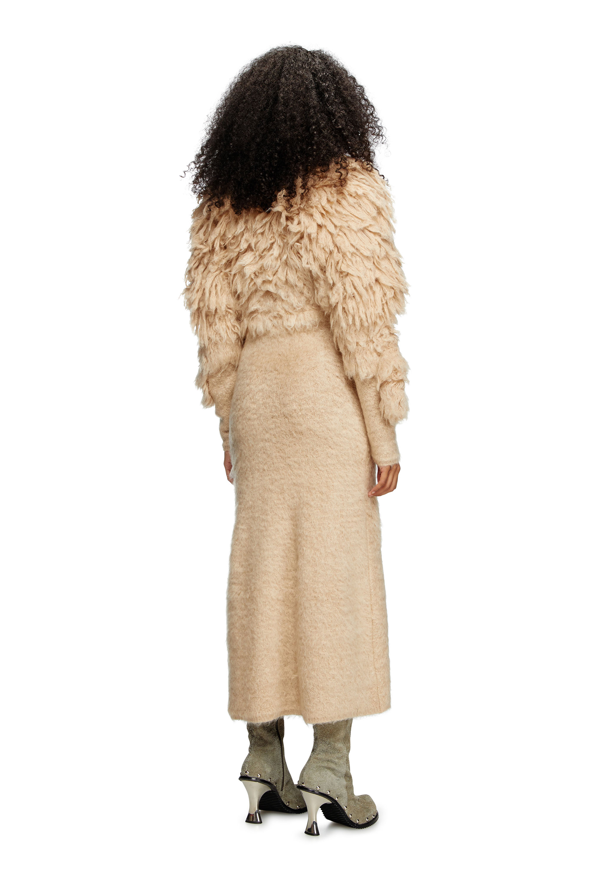 Diesel - M-PACE, Woman's Turtleneck dress in shaggy mohair in Light Brown - 2