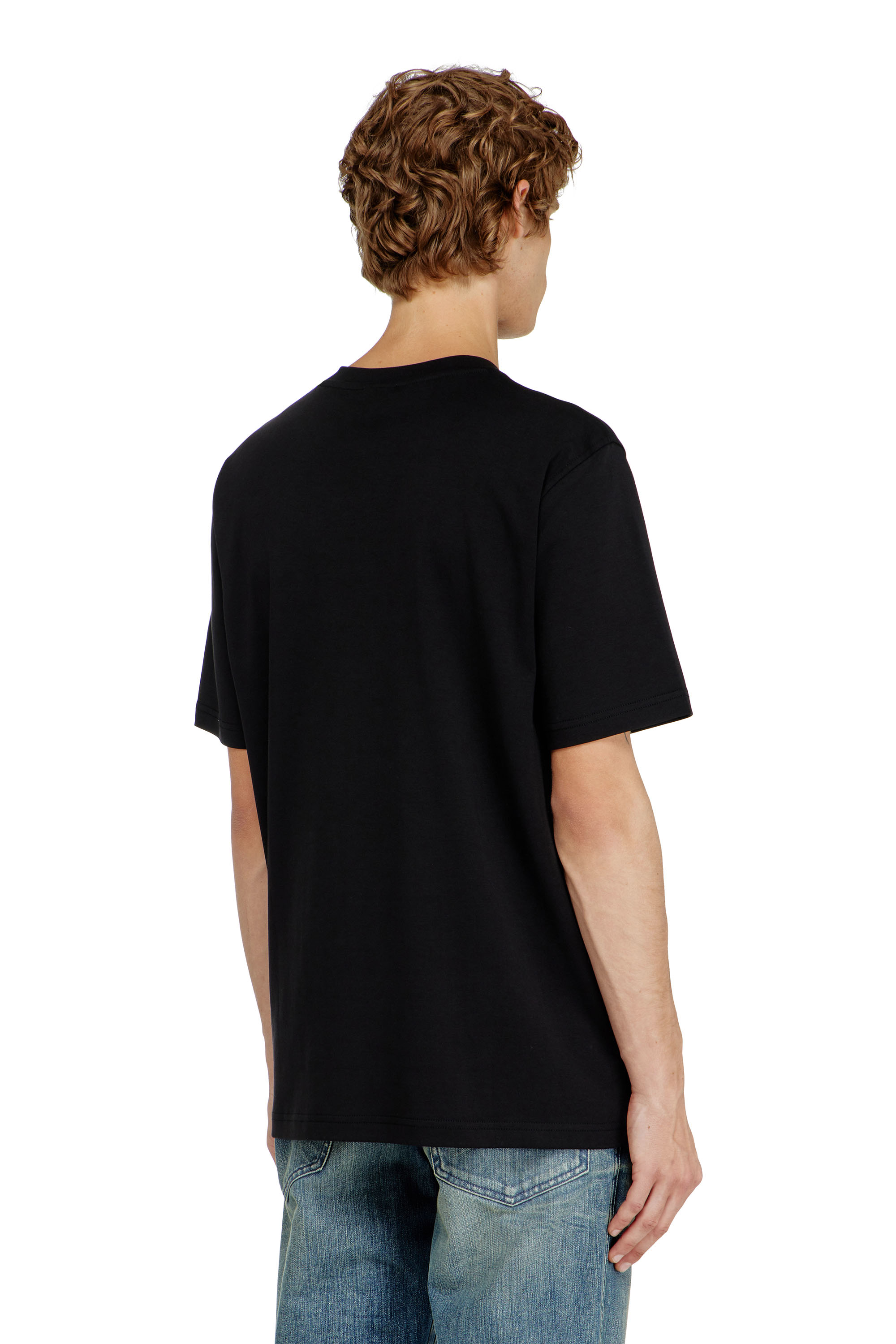 Diesel - T-ADJUST-V-MICRODIV, Man's V-neck T-shirt with micro logo embroidery in Black - 4
