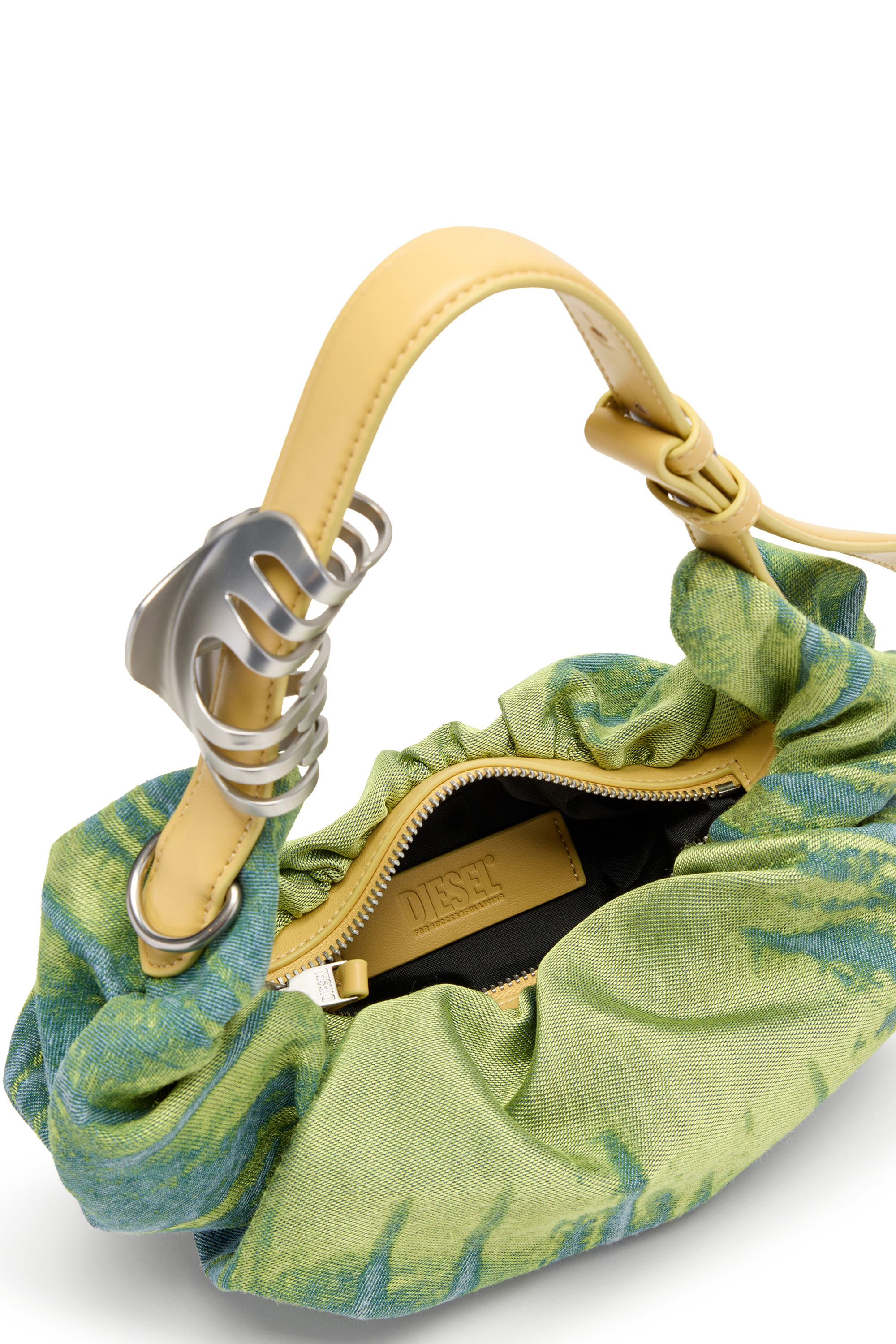 テミン バッグ Women's Grab-D-Small scrunched hobo bag in satin denim | Green
