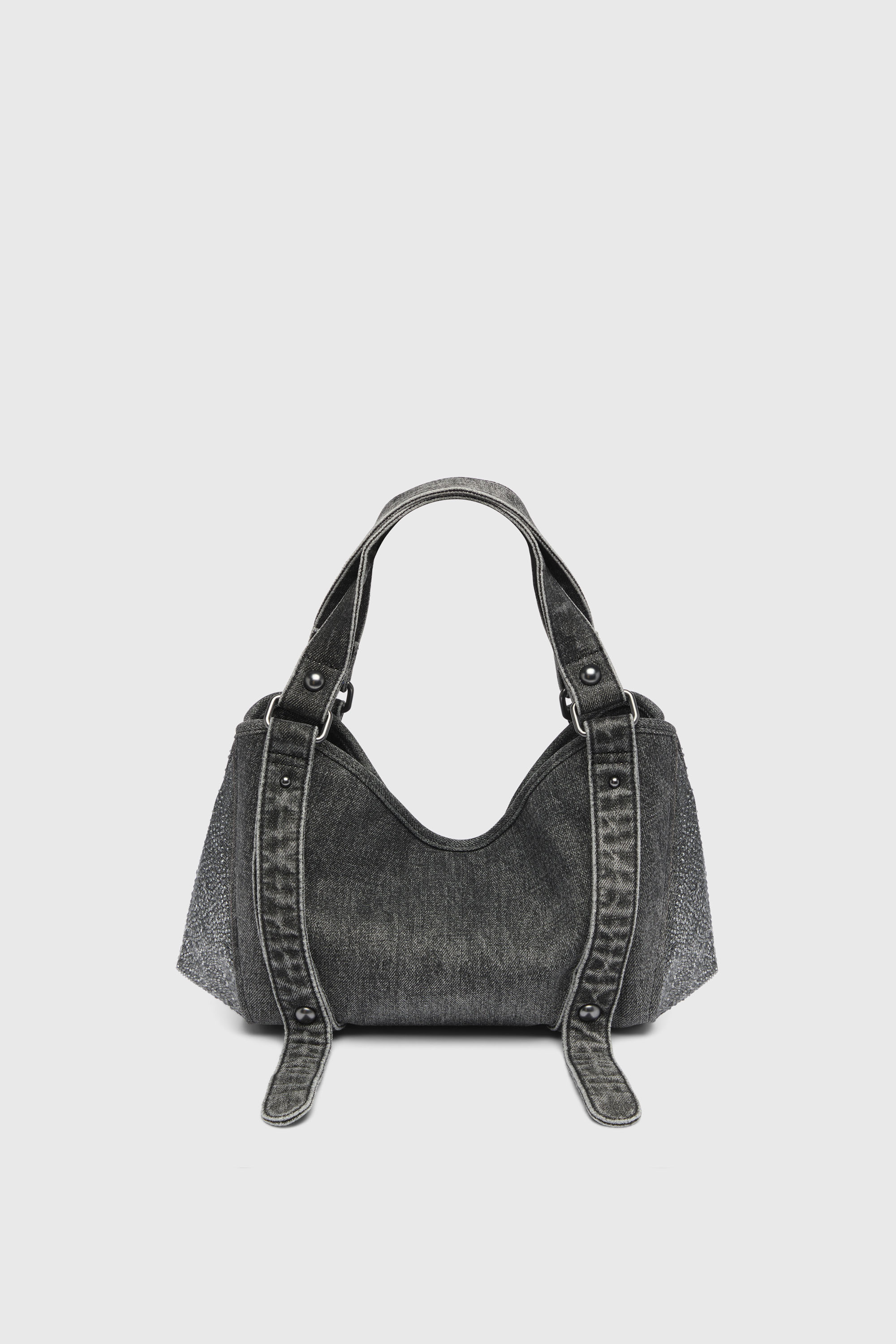 Diesel - D-ONE TOPHANDLE S, Woman's D-One-Small top-handle bag in crystal solarised denim in Black - 2