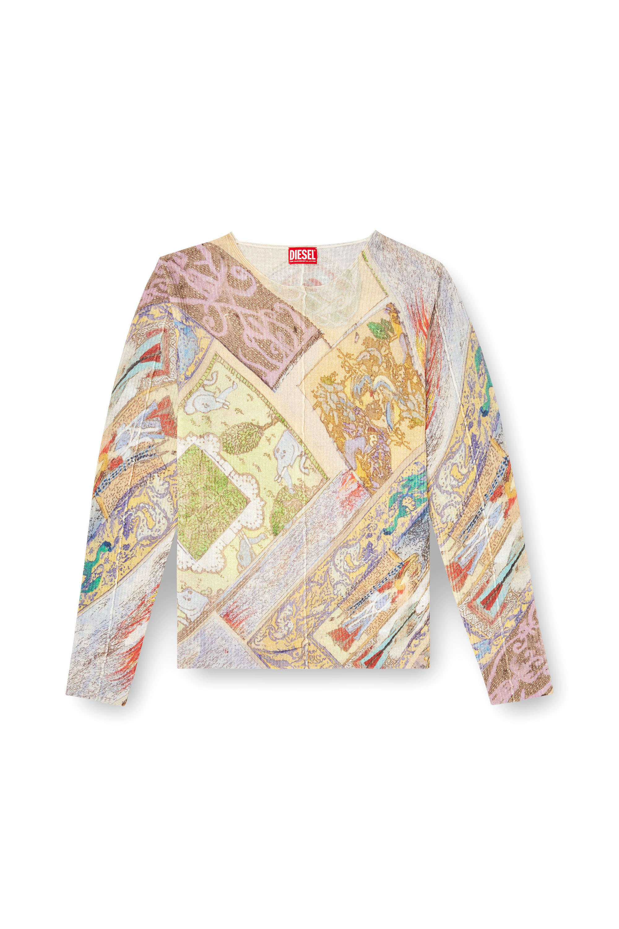 Diesel - K-RENTON, Unisex's Linen jumper with medieval print in Beige/Yellow - 2