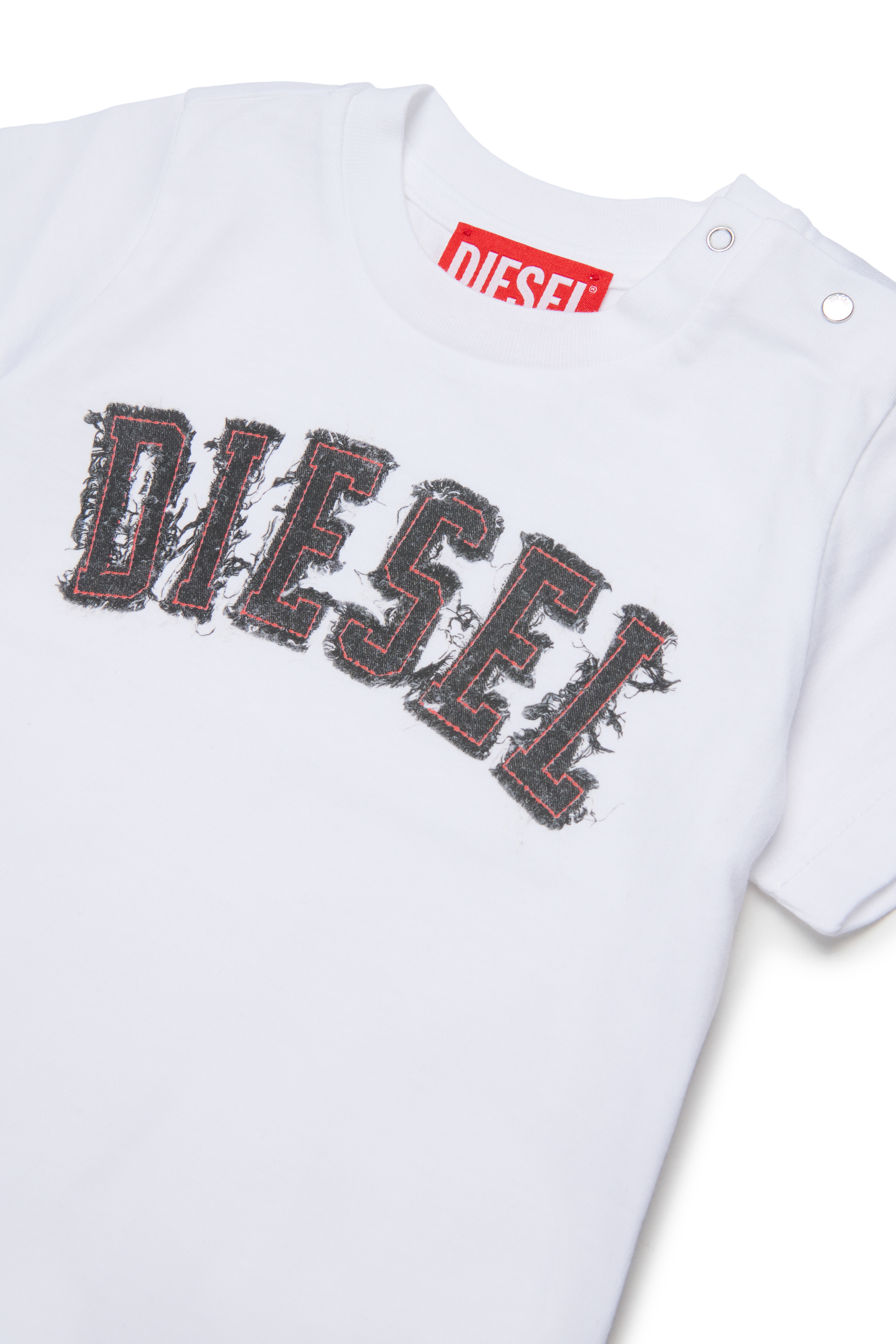 Diesel - TEANSB, Man's Cotton T-shirt with frayed-effect logo in White - 3