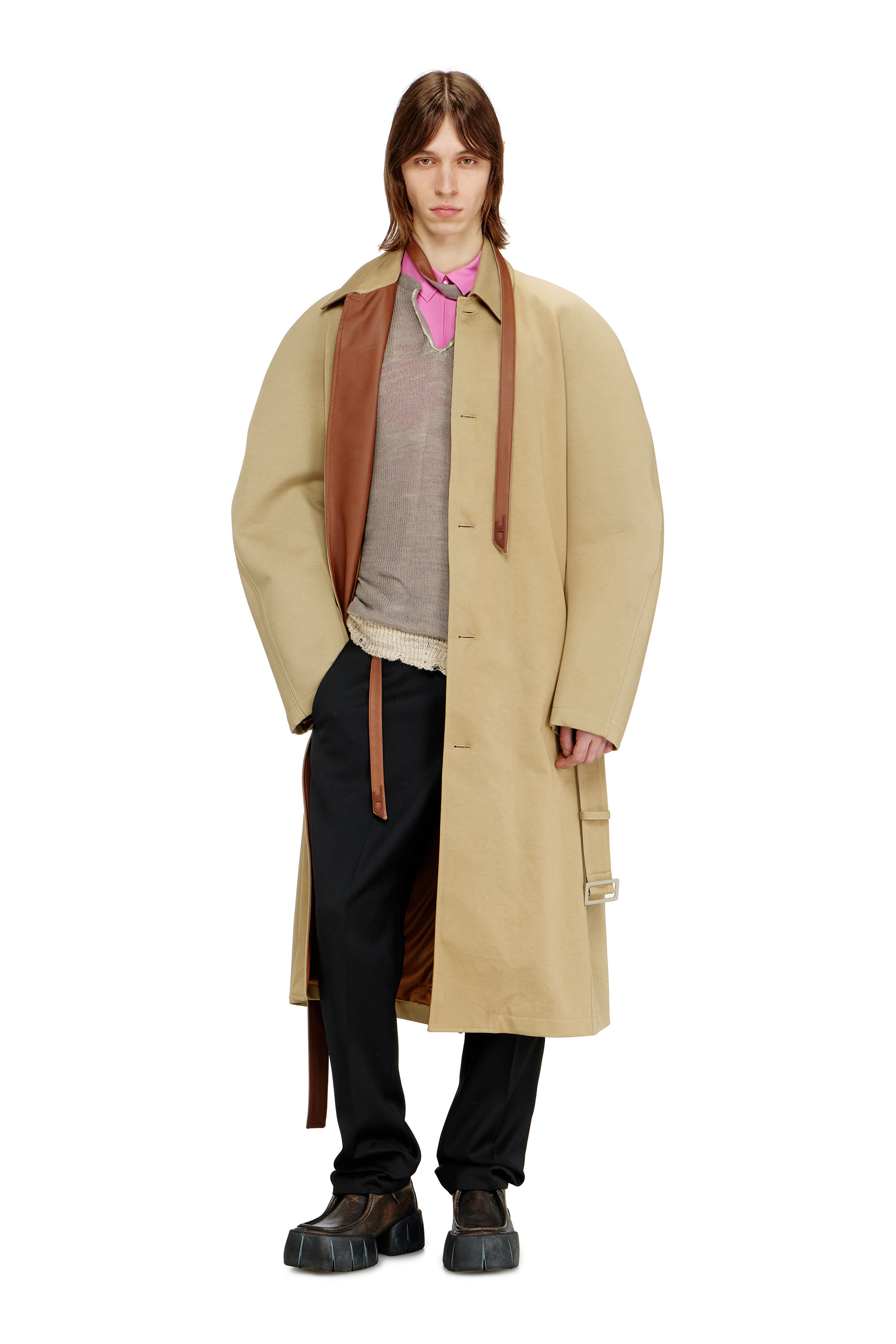 Diesel - J-ROUN, Man's Trench coat with cocoon sleeves in null - 1