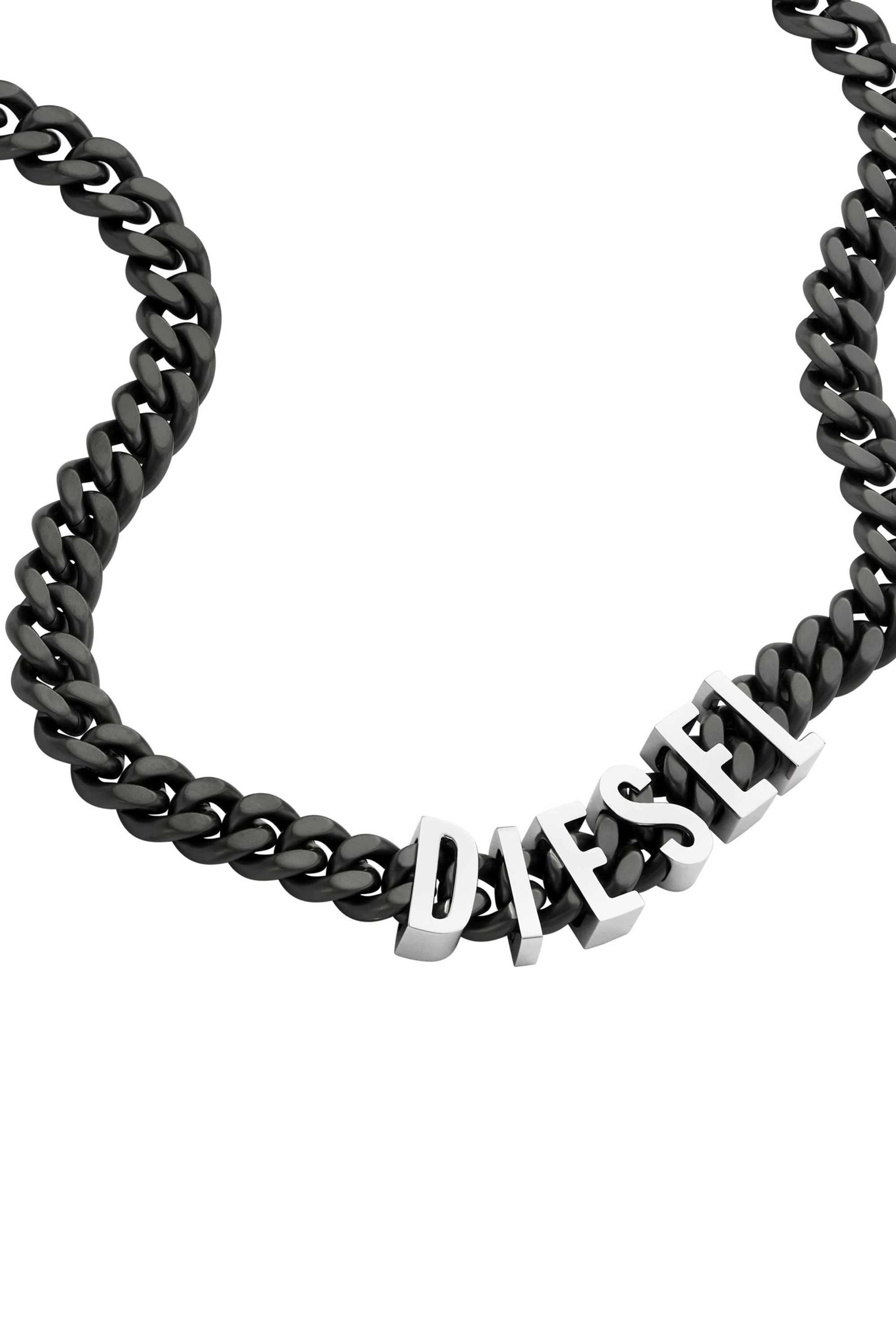 Diesel - DX1487, Man Two-Tone stainless steel chain necklace in Black - Image 1
