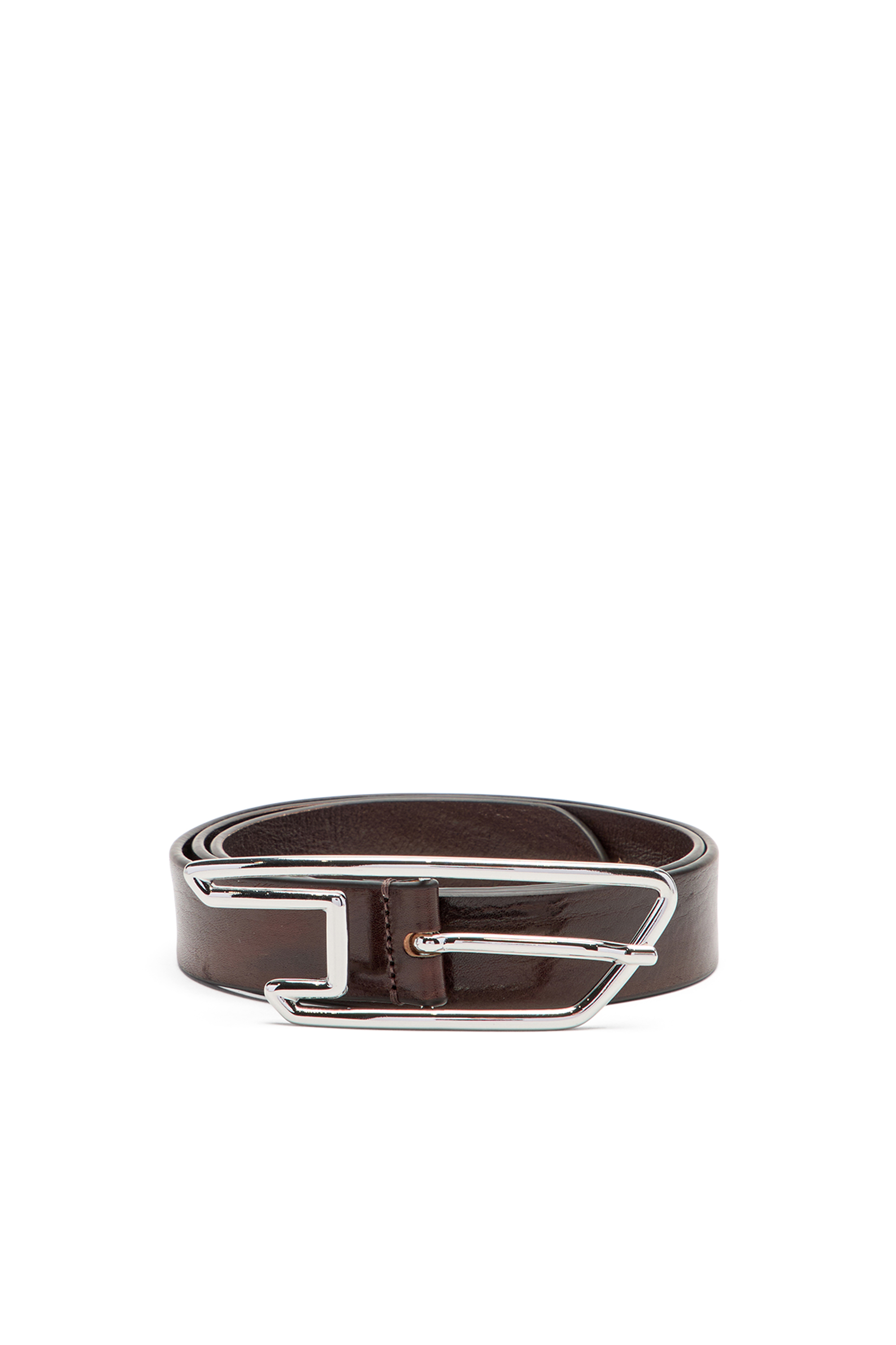 Diesel - B-D LINE 30, Unisex's 3cm waxed-leather belt with D-logo buckle in Brown - 1