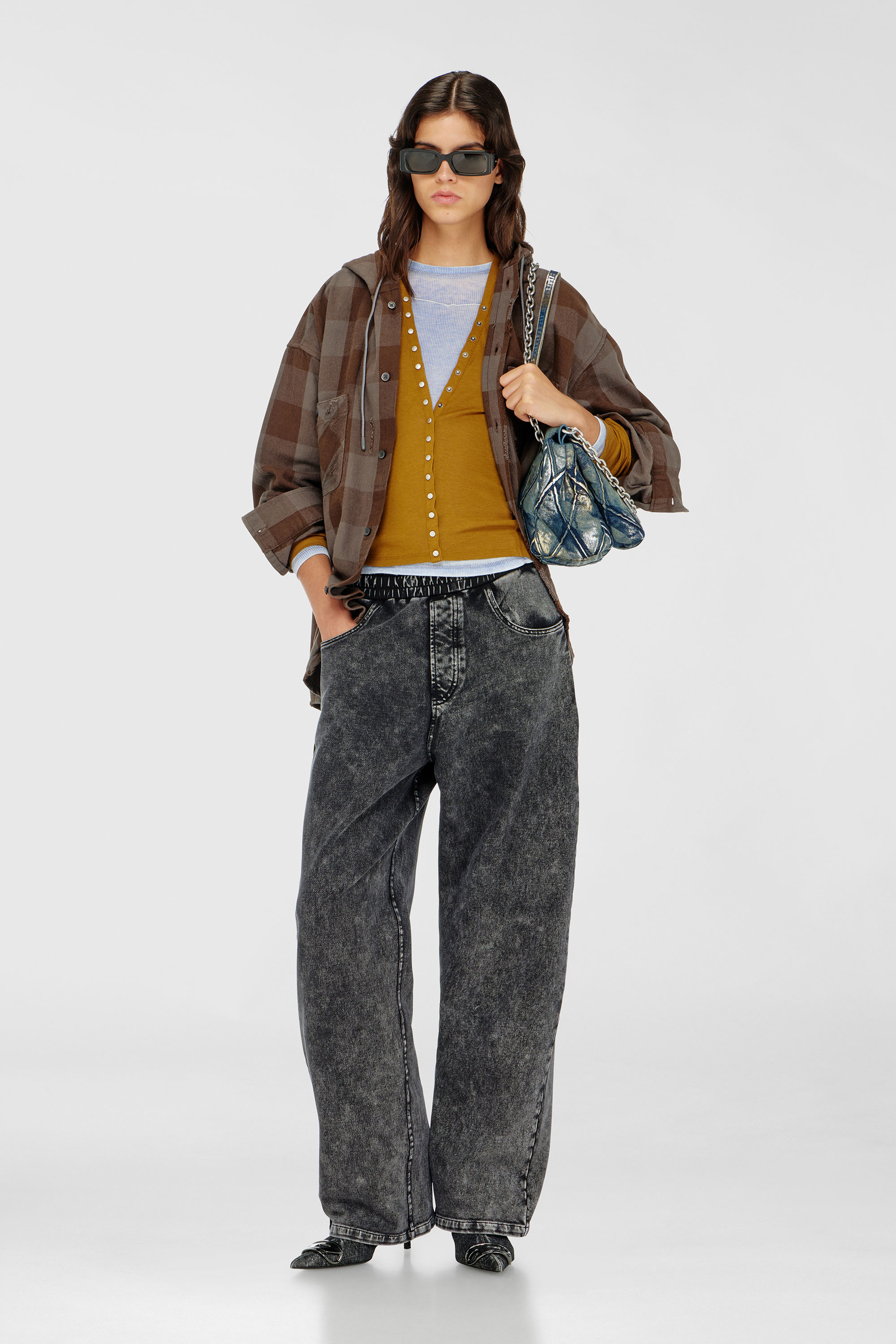Sweatpants with denim effect