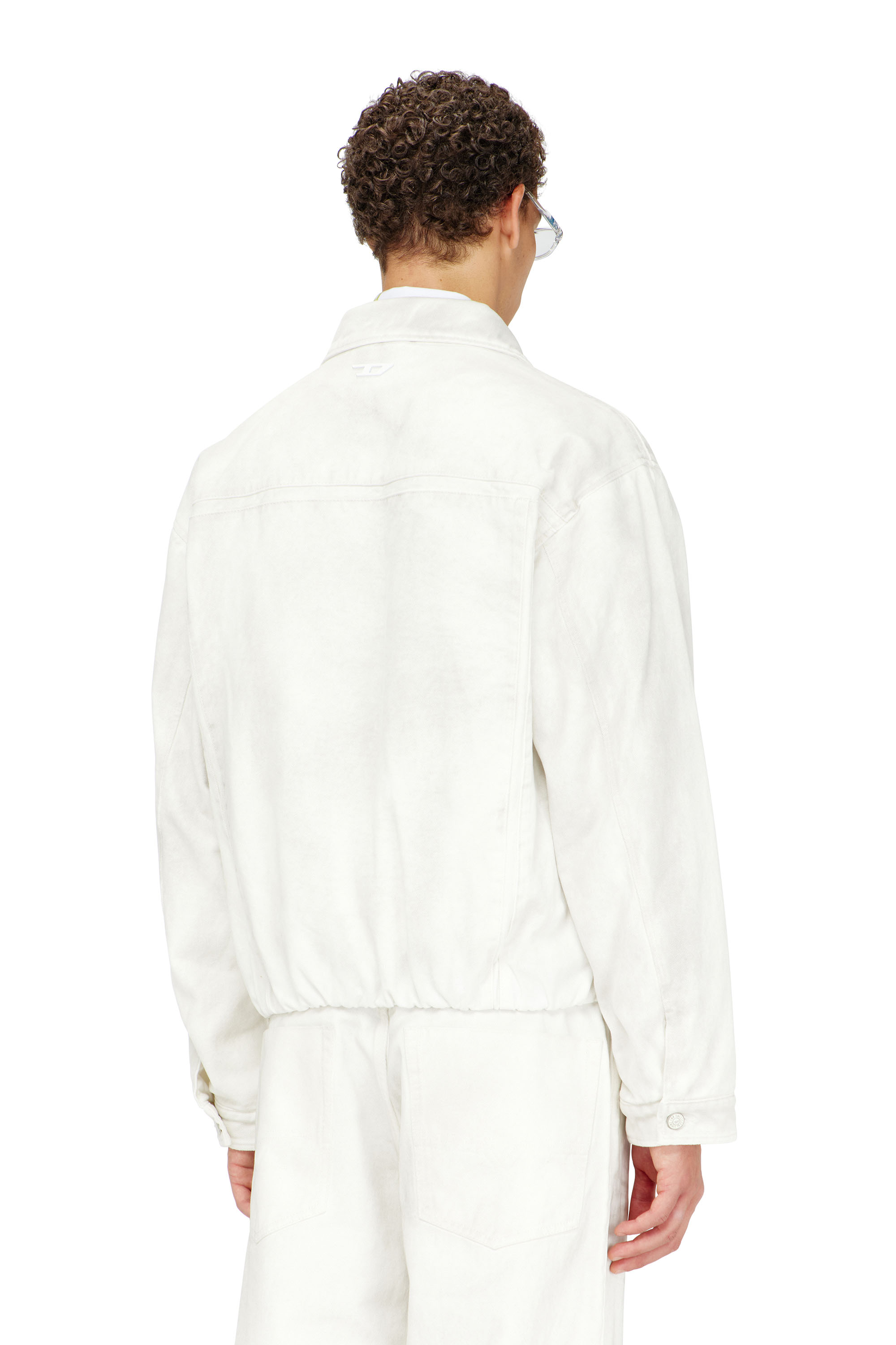 Diesel - D-MORVI-FSJ1, Man's Elasticated trucker jacket in denim in White - 3