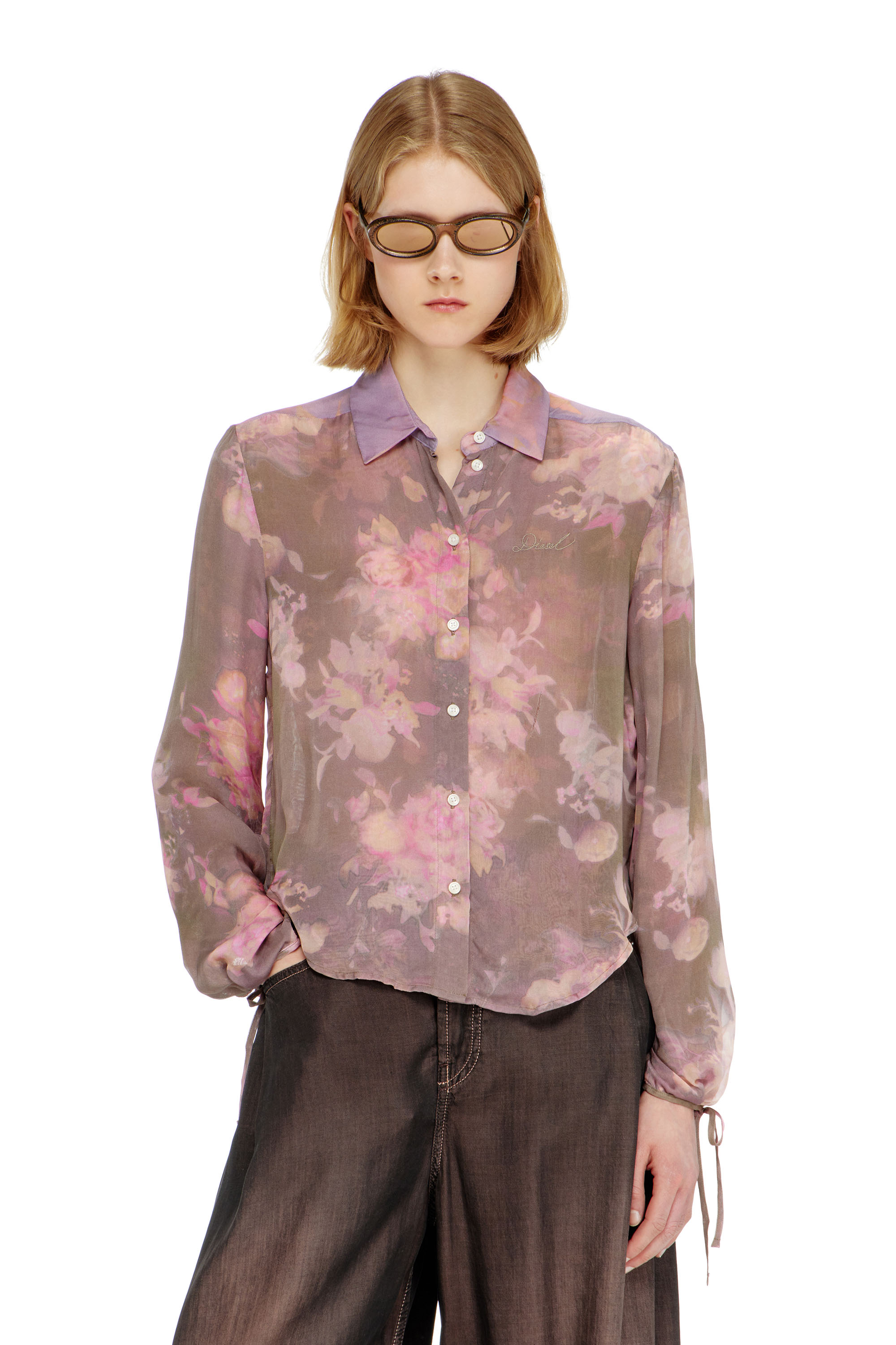 Diesel - C-LEVER, Woman's Chiffon shirt with all-over floral print in null - 1