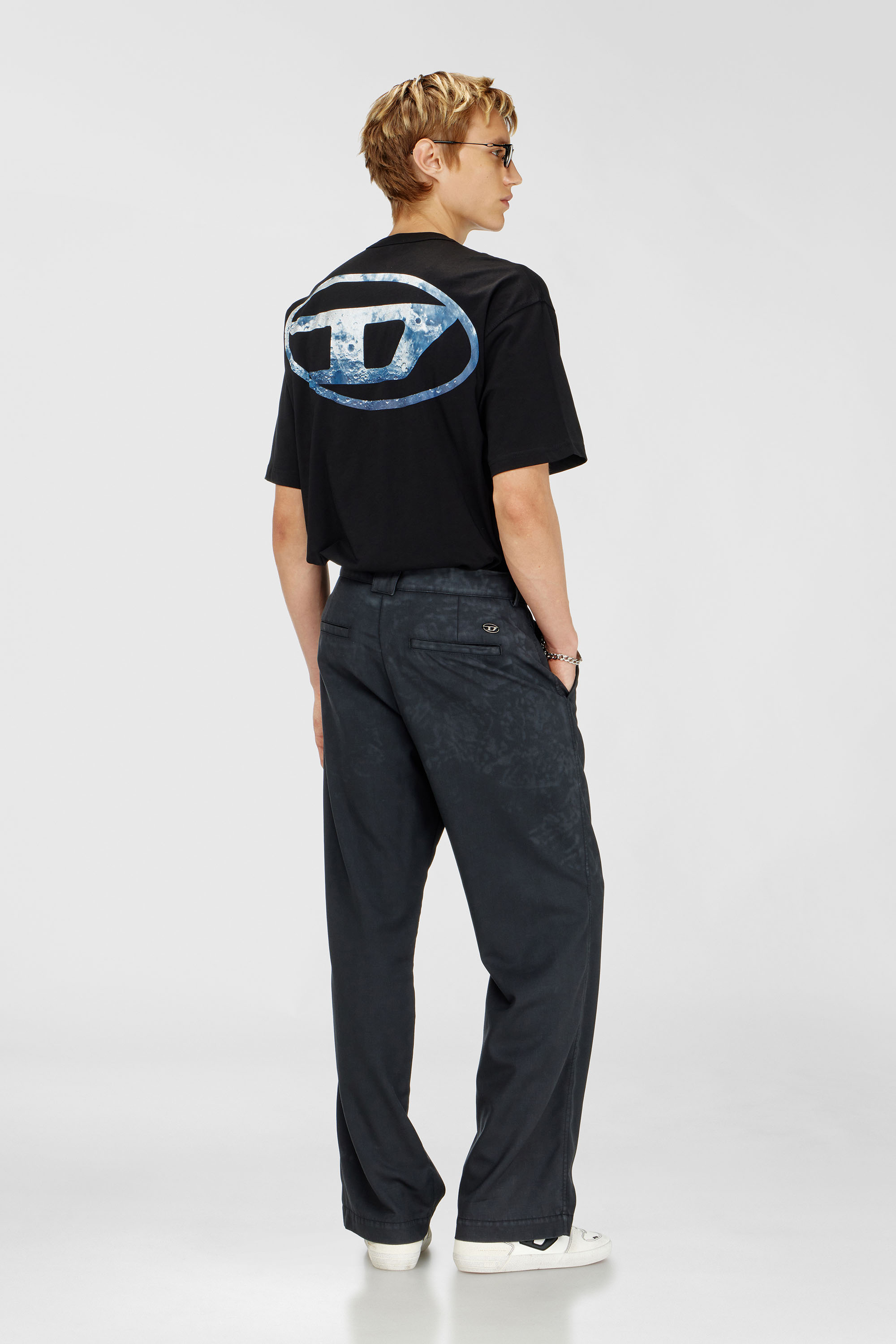 Diesel - T-WASH-MOON-T92, Man's Cotton T-shirt with Oval D logo and graphic in Black - 2