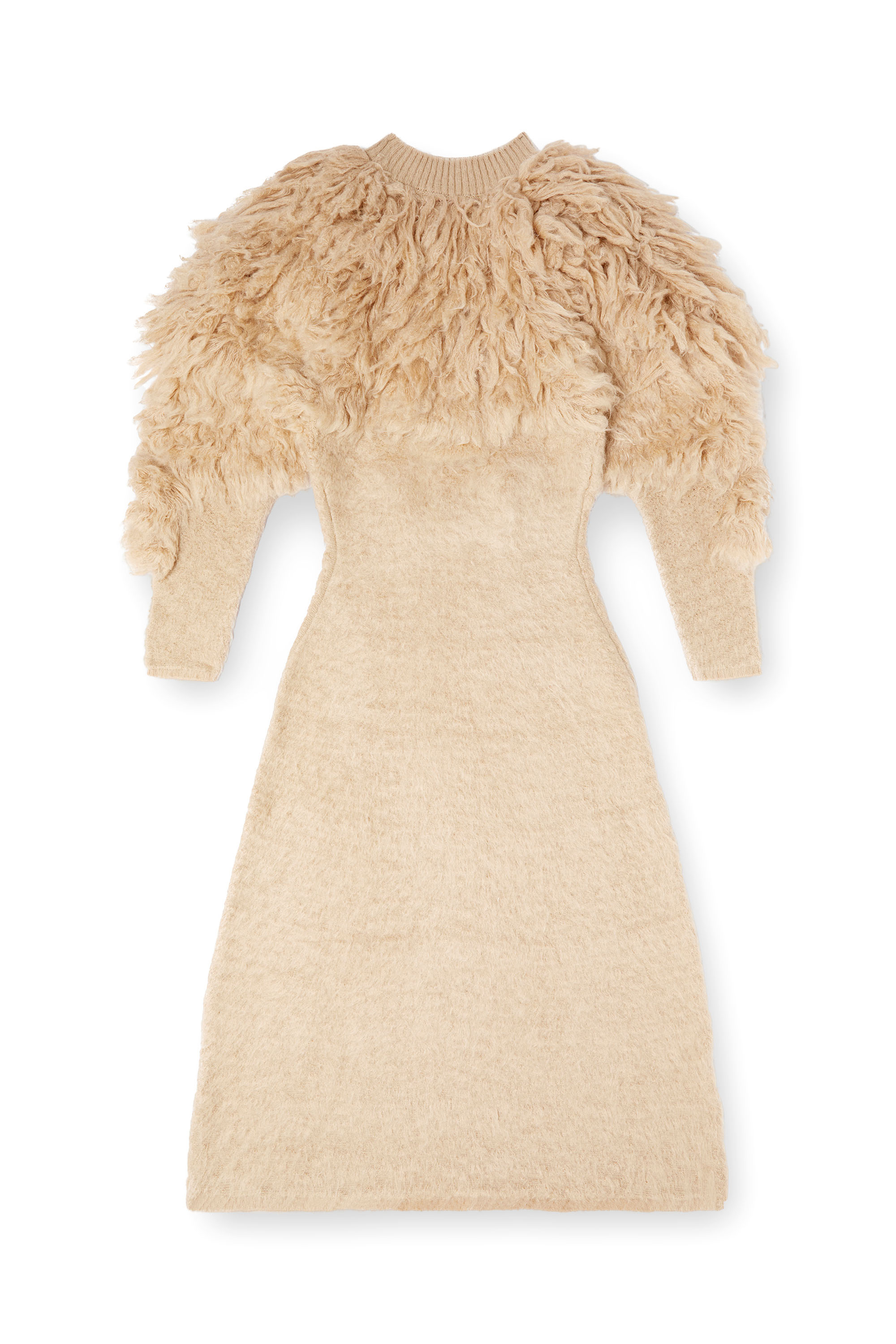 Diesel - M-PACE, Woman's Turtleneck dress in shaggy mohair in Light Brown - 5