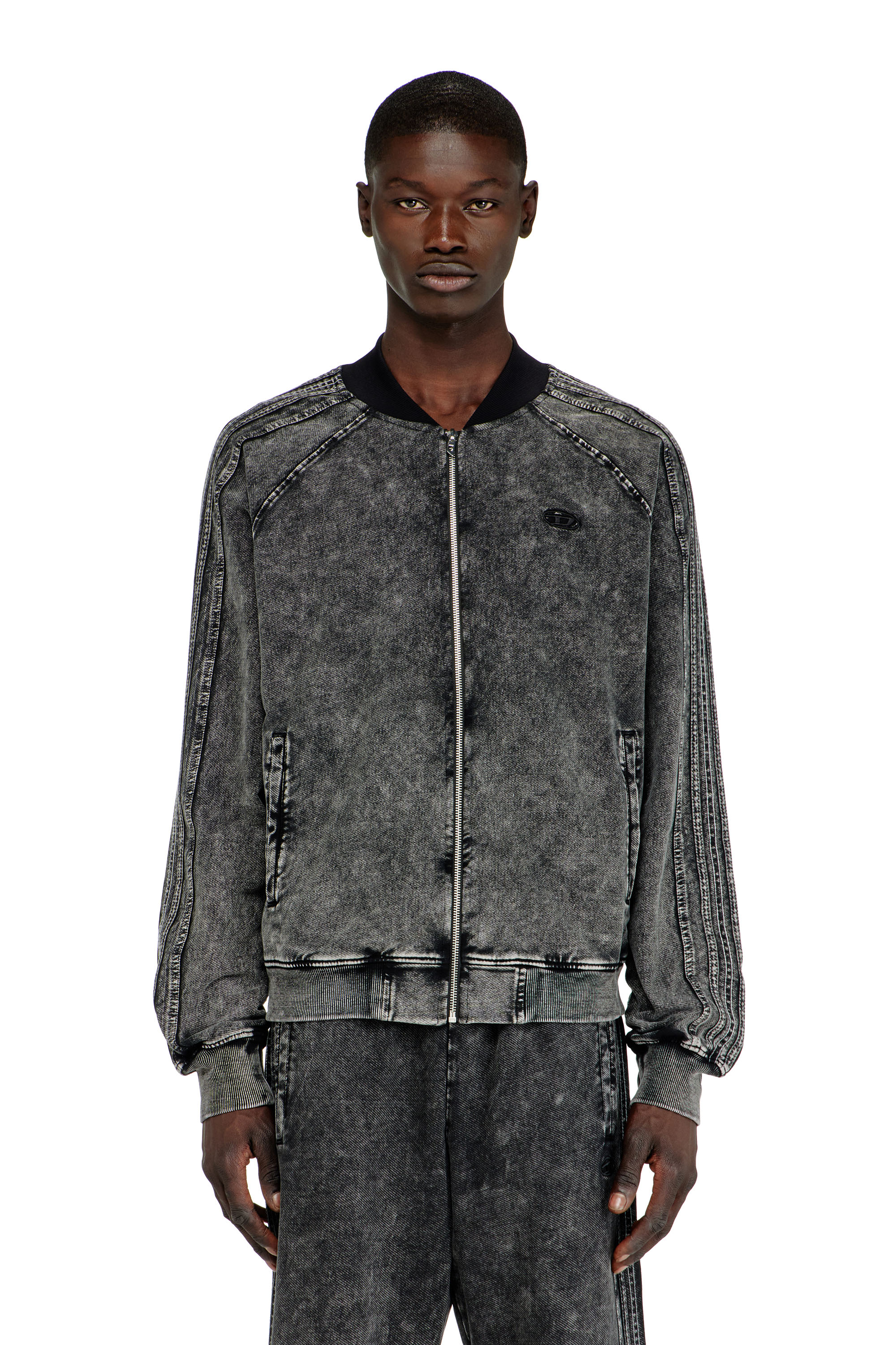 Diesel - S-ALT, Man's Zip-up sweatshirt with sleeve bands in null - 1