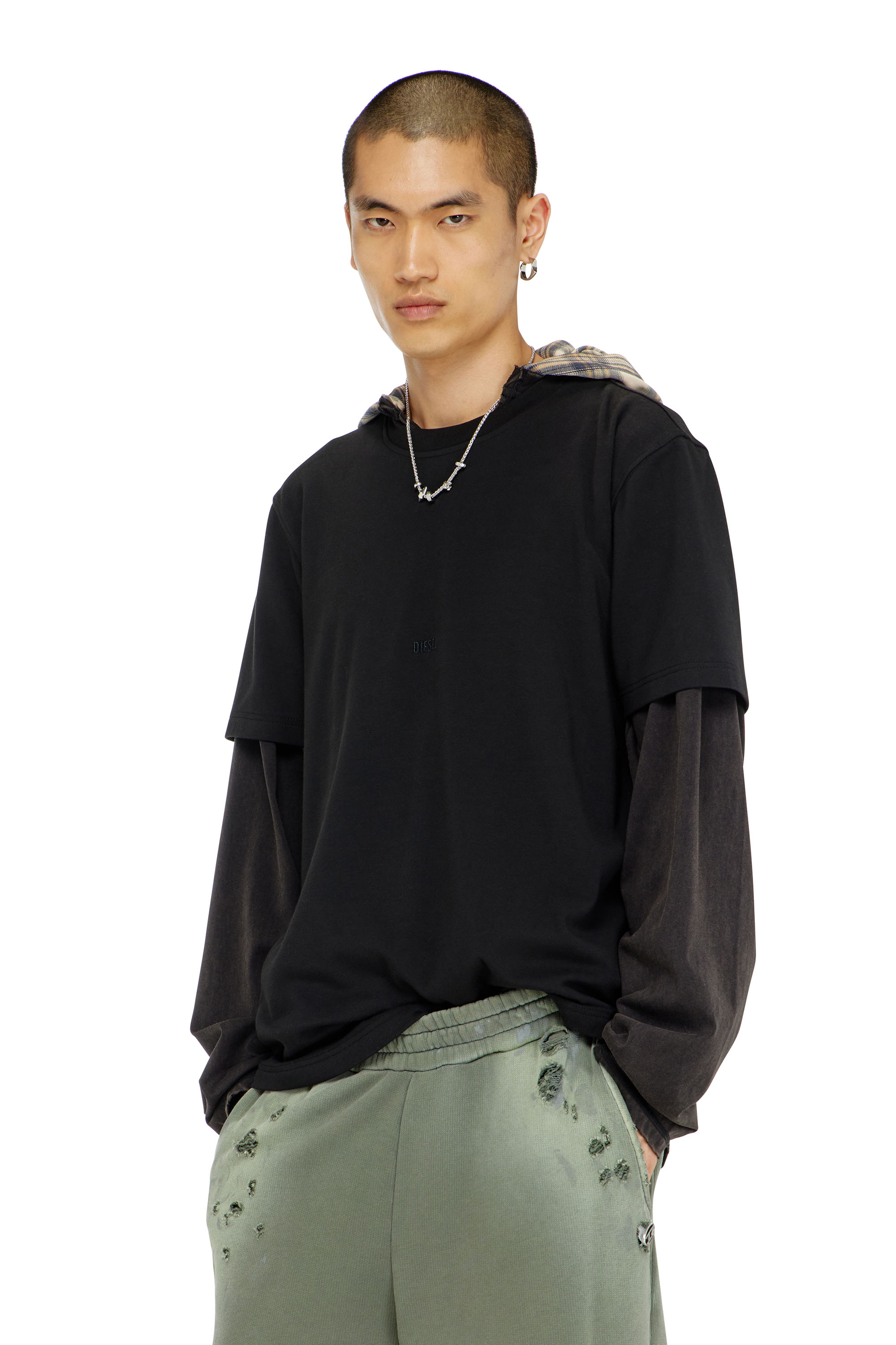 Diesel - T-ADJUST-AA2, Man's Cotton-interlock T-shirt with logo embroidery in null - 3