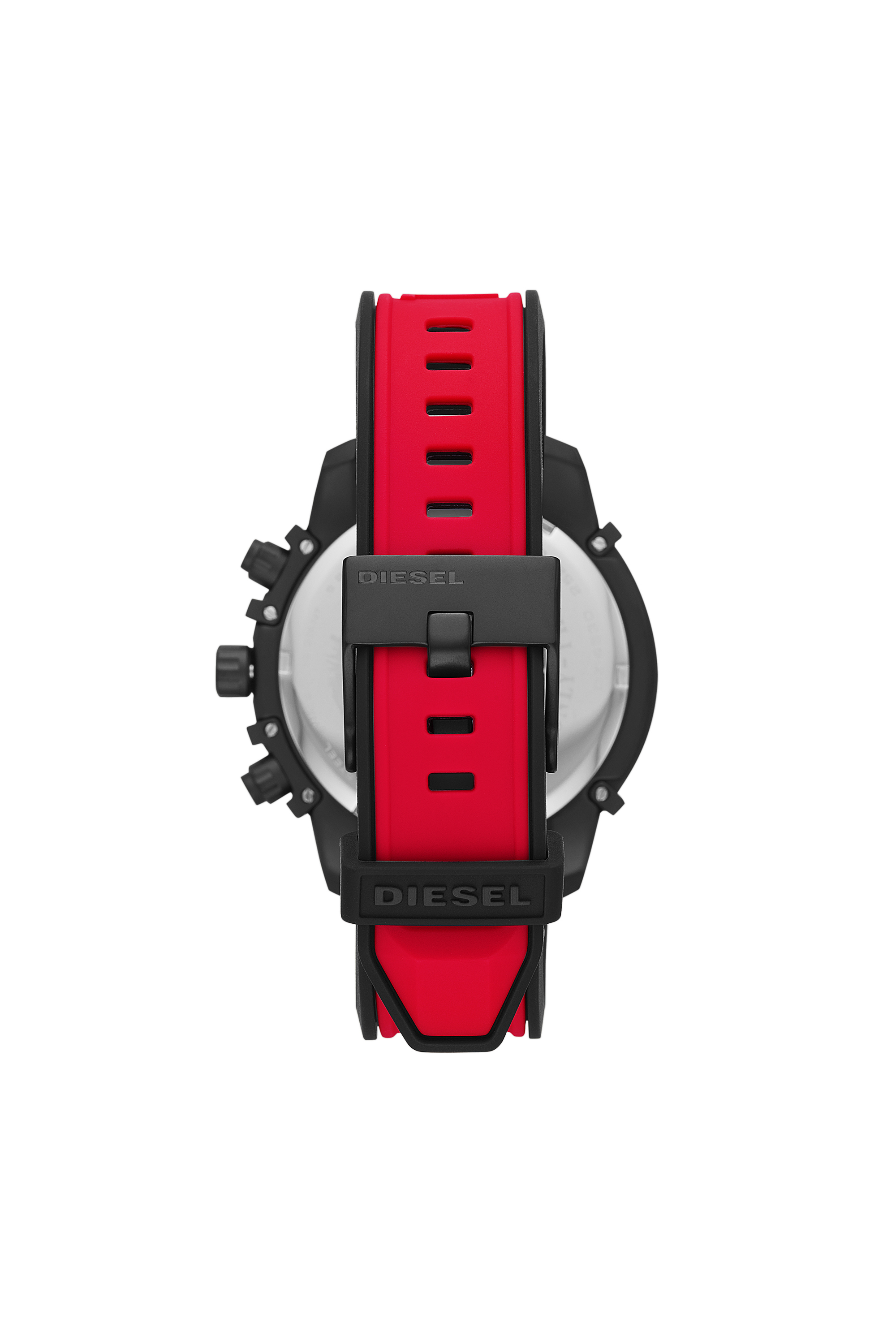 Diesel - DZ4530, Man's Griffed Chronograph Red Silicone Watch in Red/Black - 2