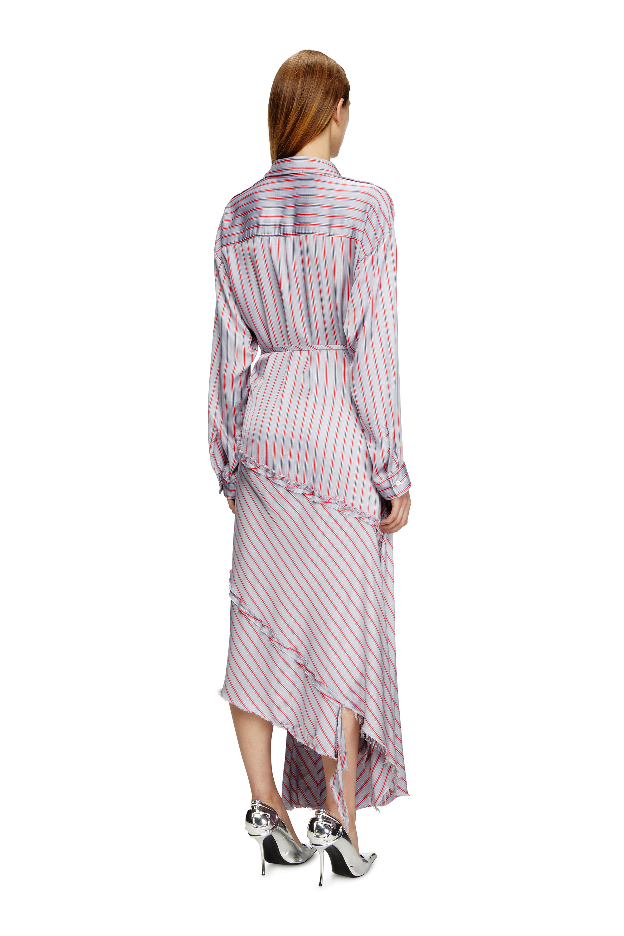 Diesel - D-RAVEN, Woman's Asymmetrical wrap shirt dress in Pink/Violet - 3