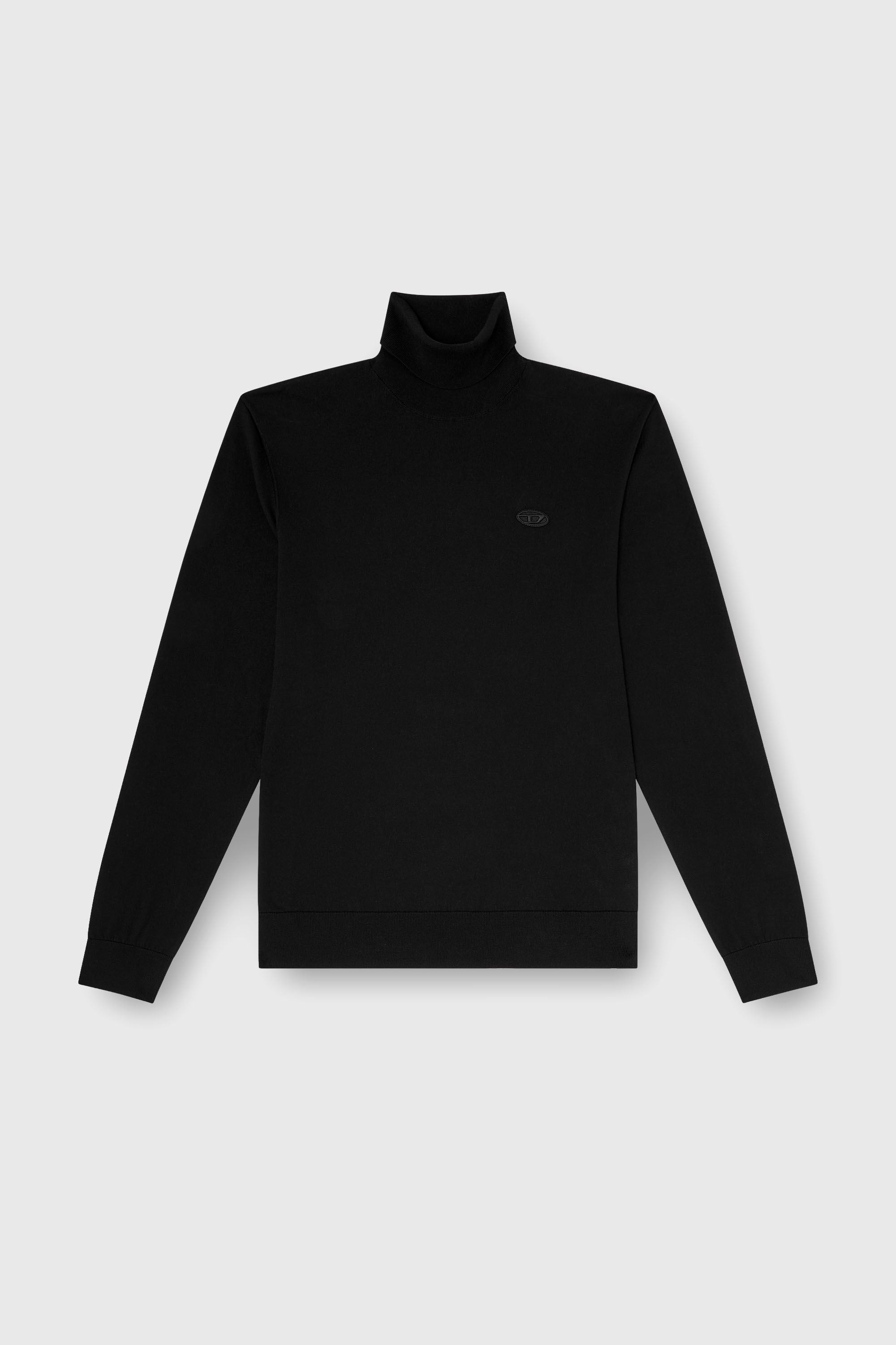 Diesel - K-FREEX-LUP-TAG-T92, Man's Cotton turtleneck with Oval D logo patch in Black - 2