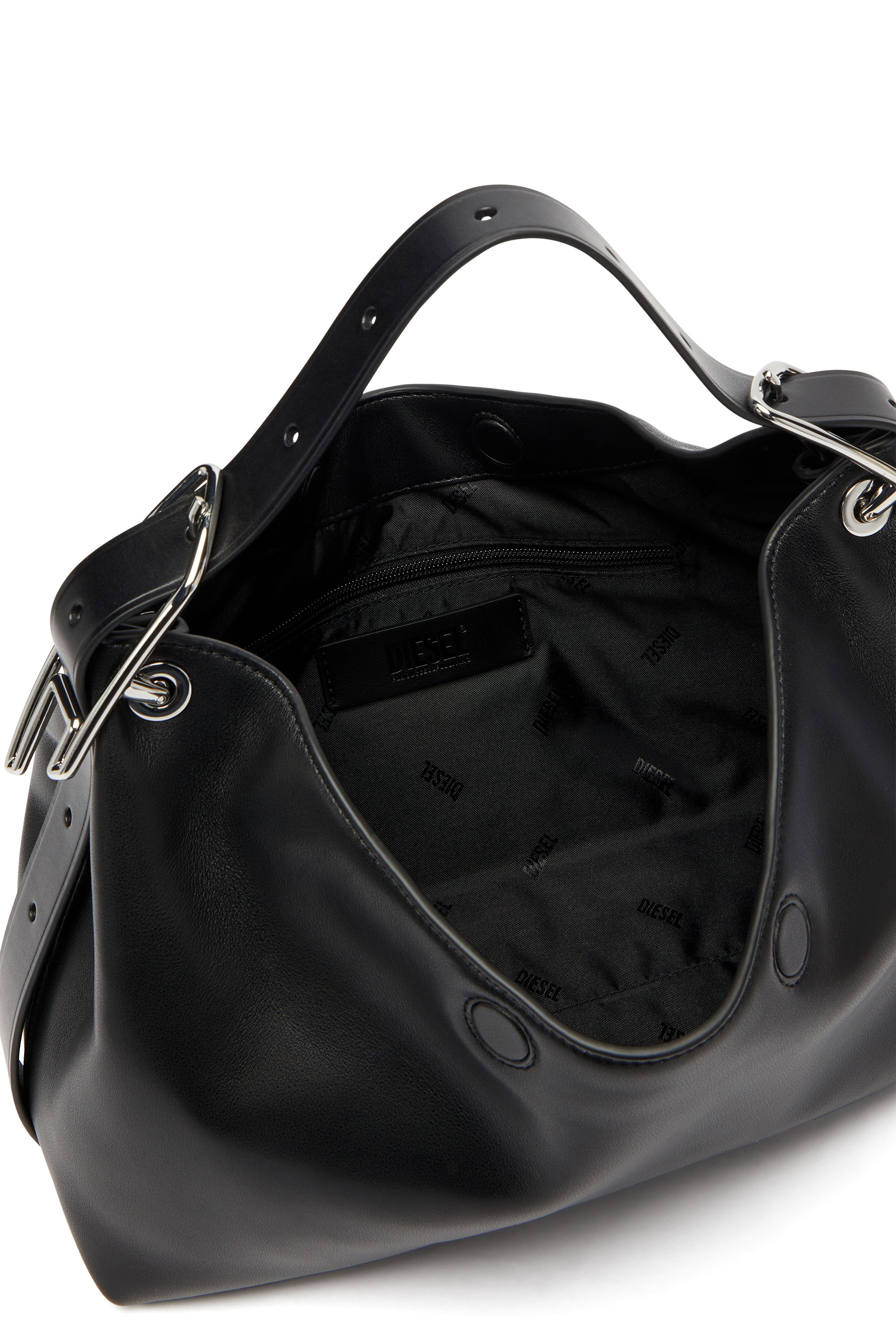 Diesel - D-LINE SHOULDER, Woman's D-Line-Leather shoulder bag in Black - 4