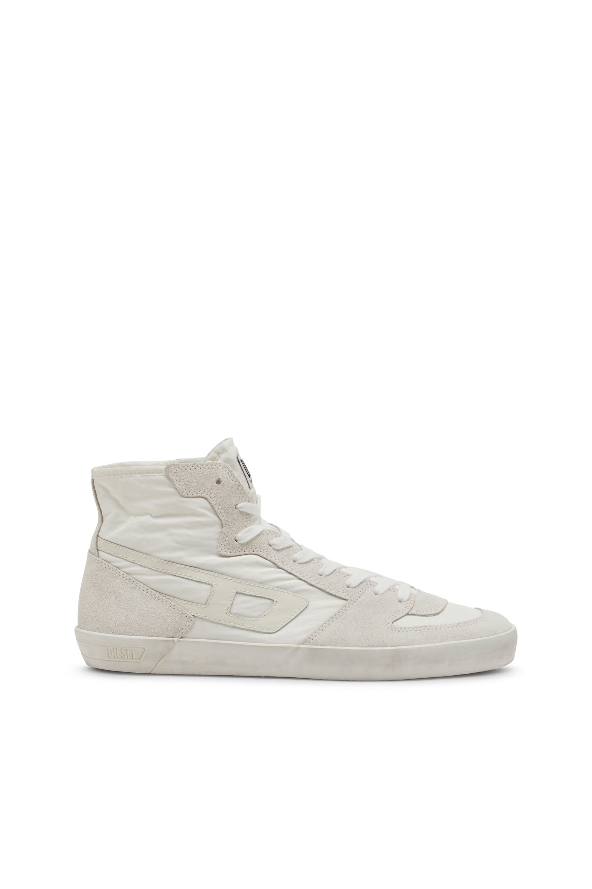 Diesel - S-LEROJI D-1 MID, Man's Padded-ripstop and suede high-top sneakers in White - 1