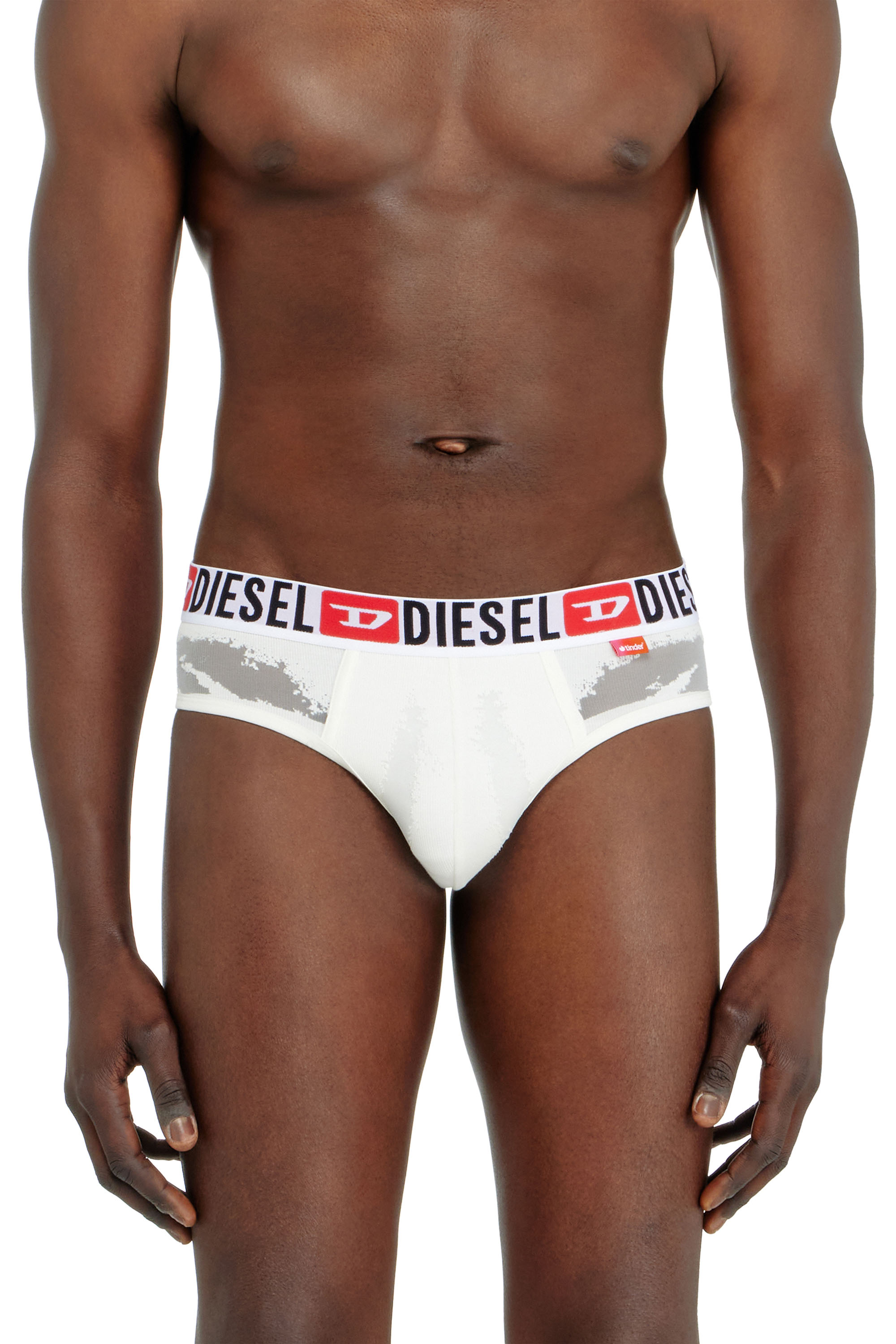 Diesel - PR-ANDRE, Man's Briefs with sheer devor&eacute; effect in White - 2