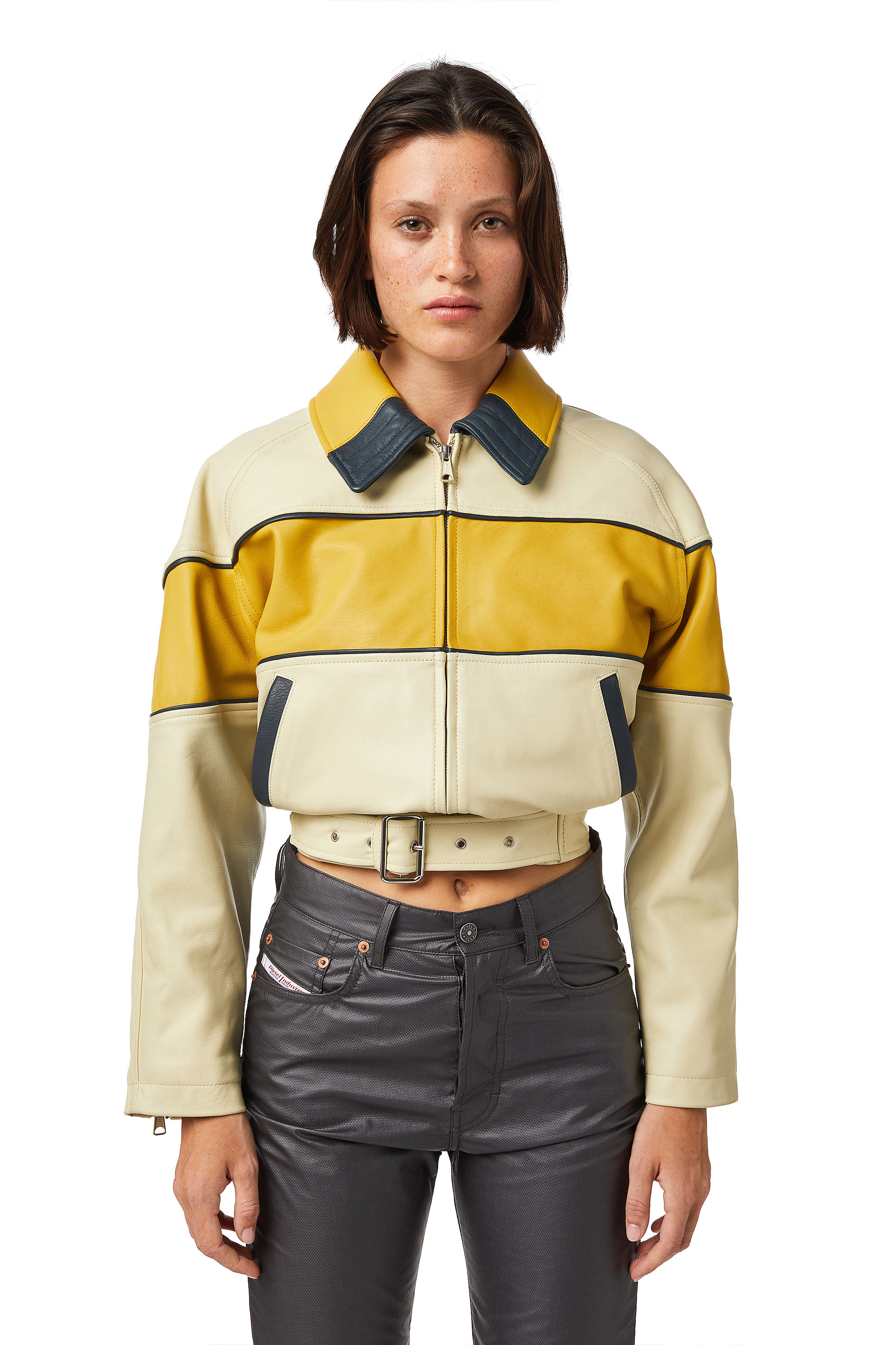 DXD-22-L03-FL, White/Yellow - Leather jackets
