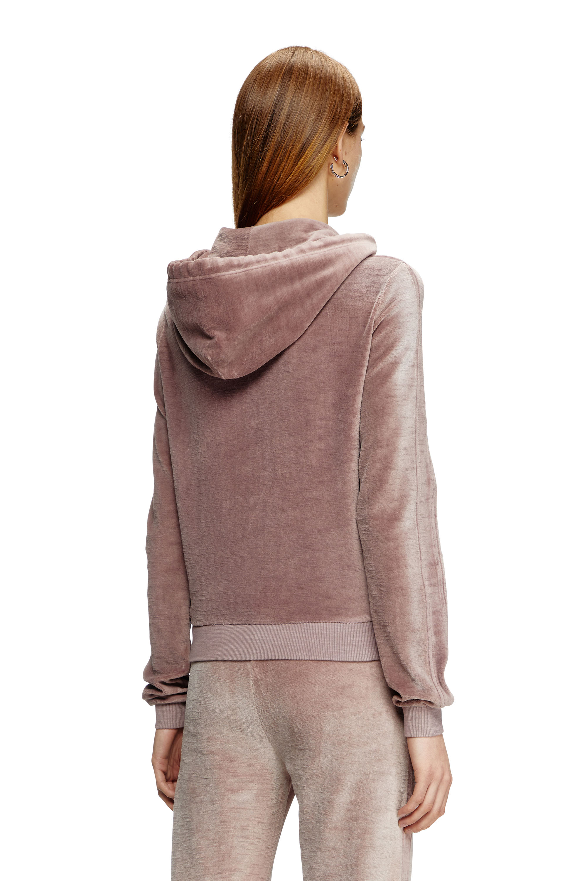 Diesel - F-ELY-Q1, Woman's Zip-up hoodie in faded chenille in Pink - 4