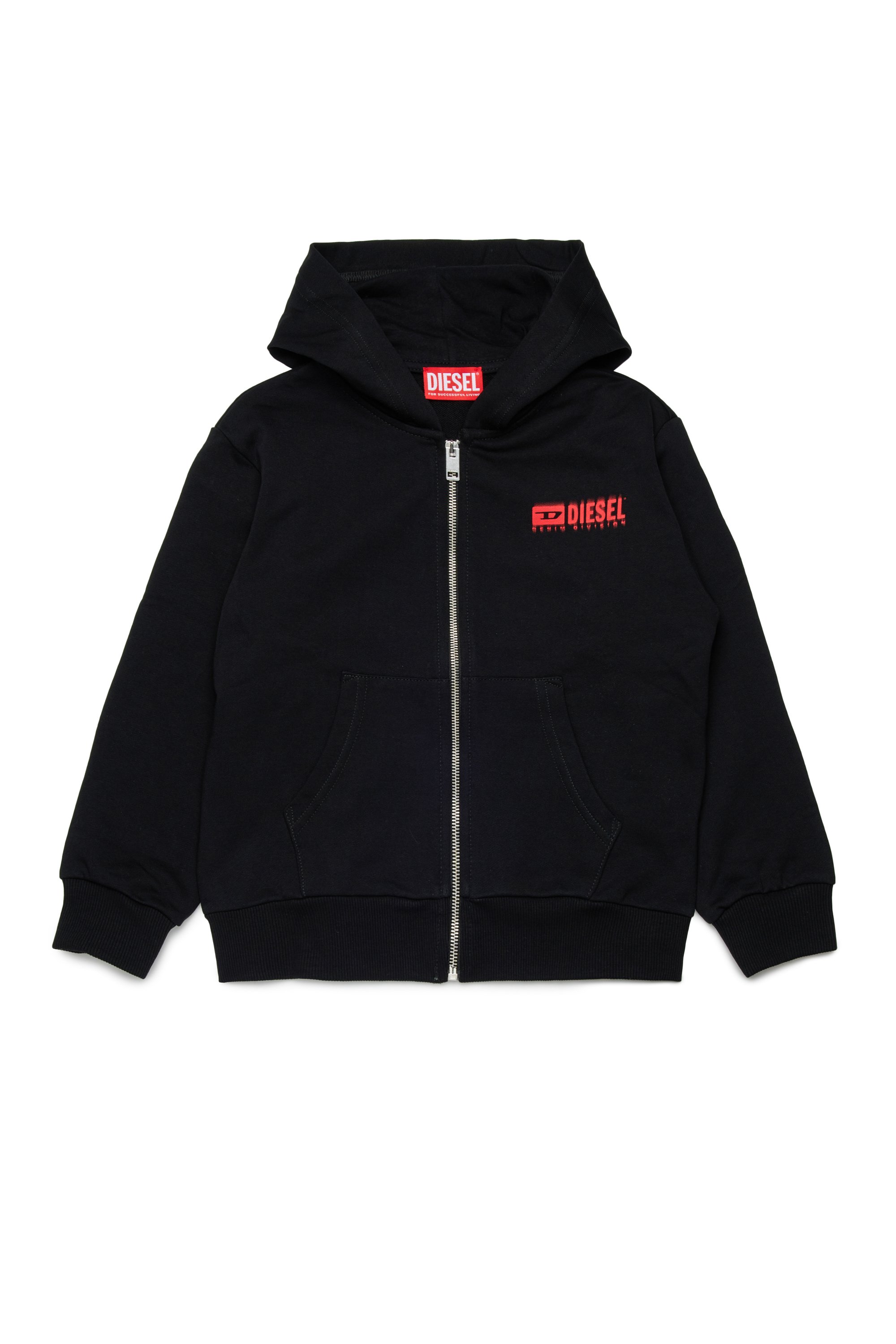 Diesel - SVOUGZIP OVER, Man's Zip-up hoodie with smudged logo in Black - 1