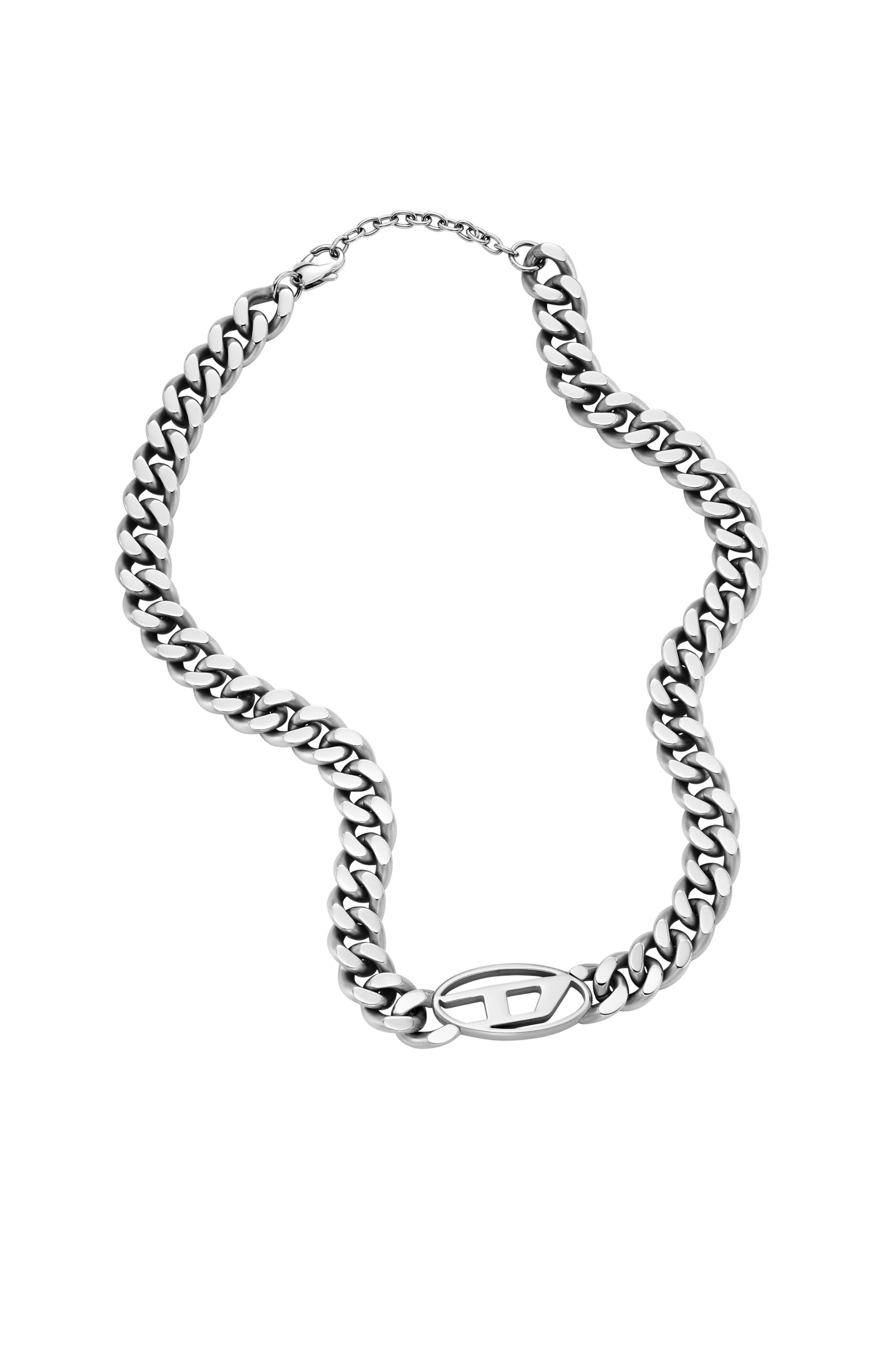 Diesel - DX1433, Man's Oval D Logo Choker Necklace in Silver - 2