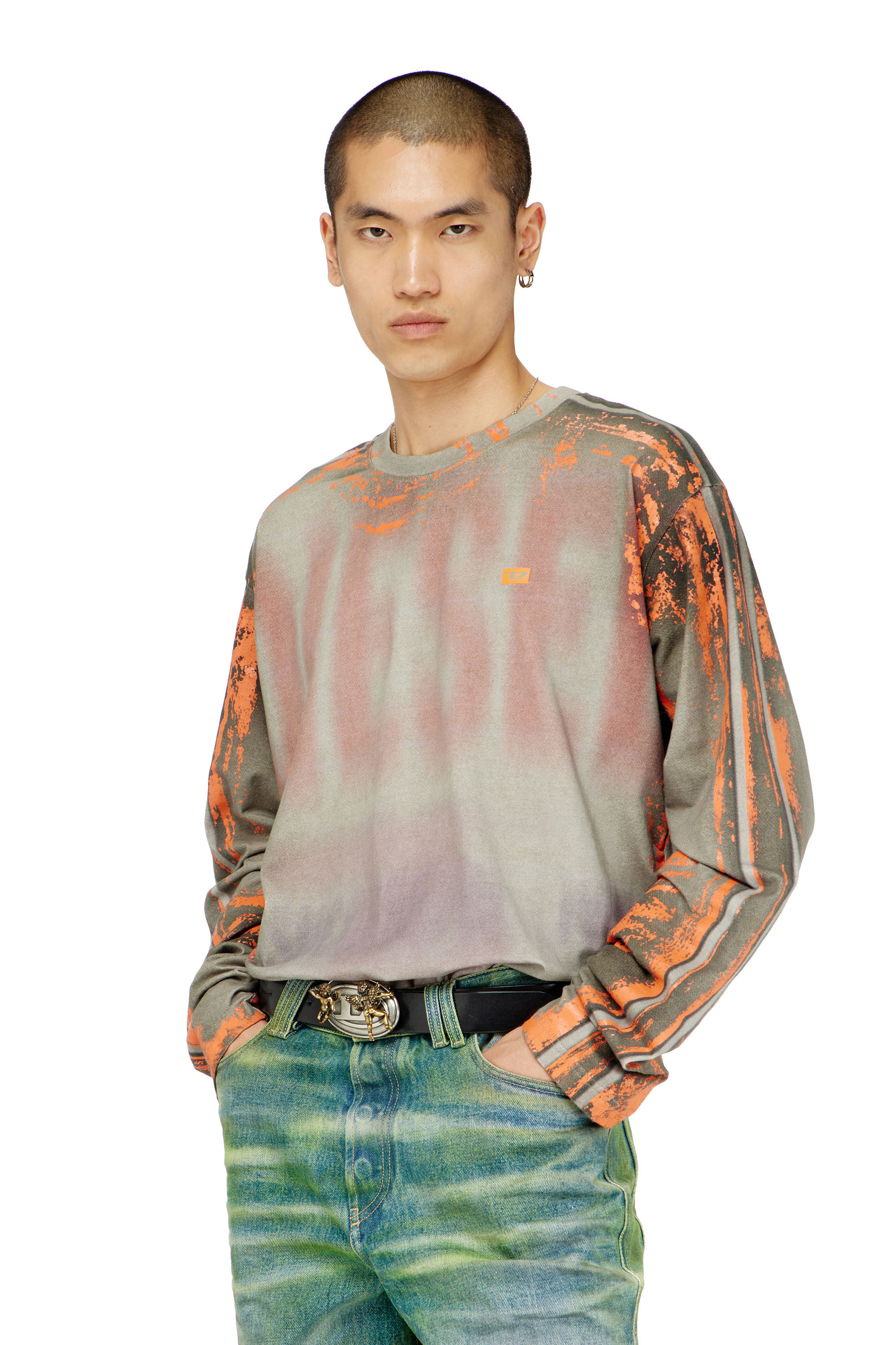 Diesel - T-FILMY, Man's Long-sleeve T-shirt in cracked jersey in null - 2
