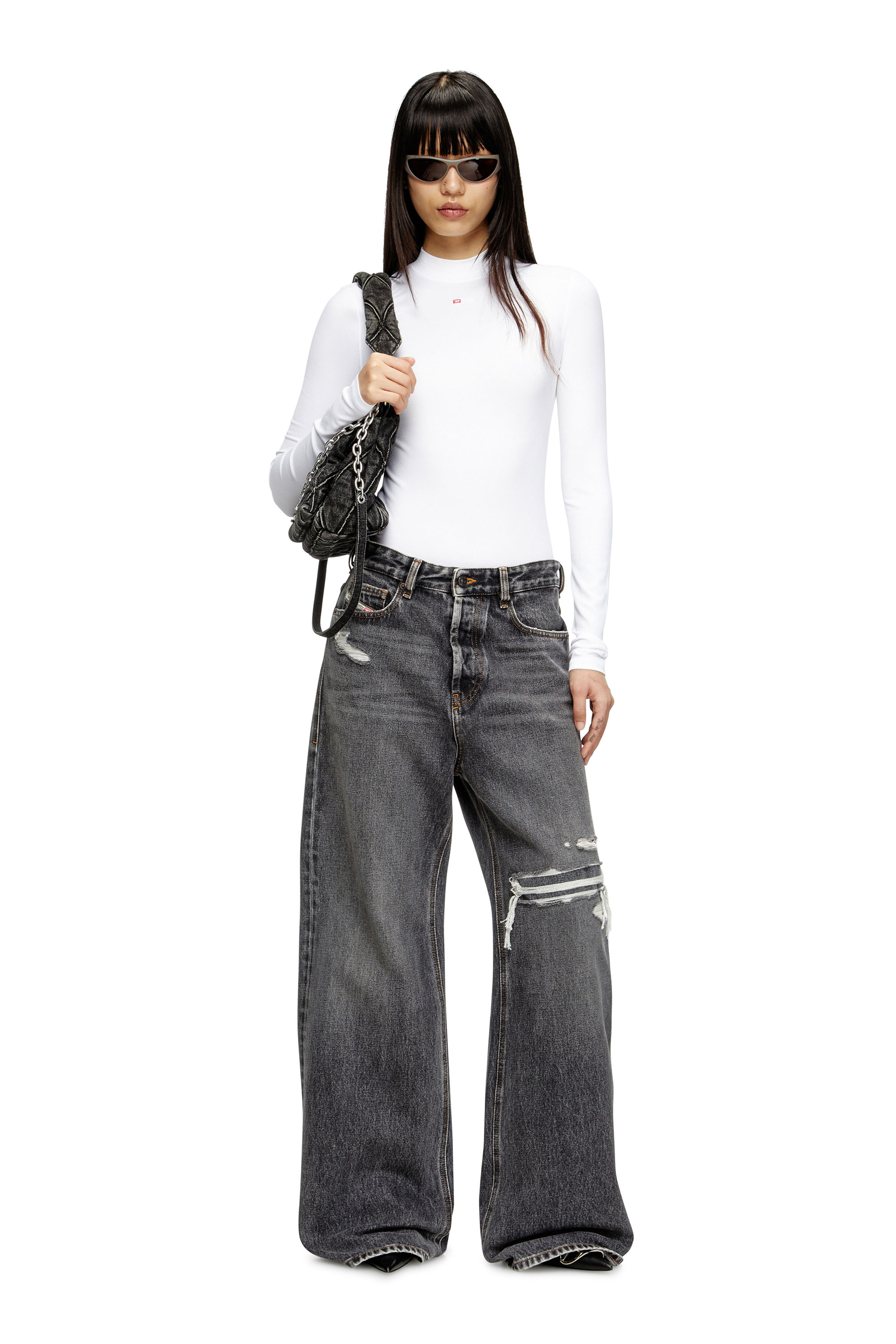 Diesel - Woman's Relaxed Jeans 1996 D-Sire 007F6, Black/Dark grey - 3