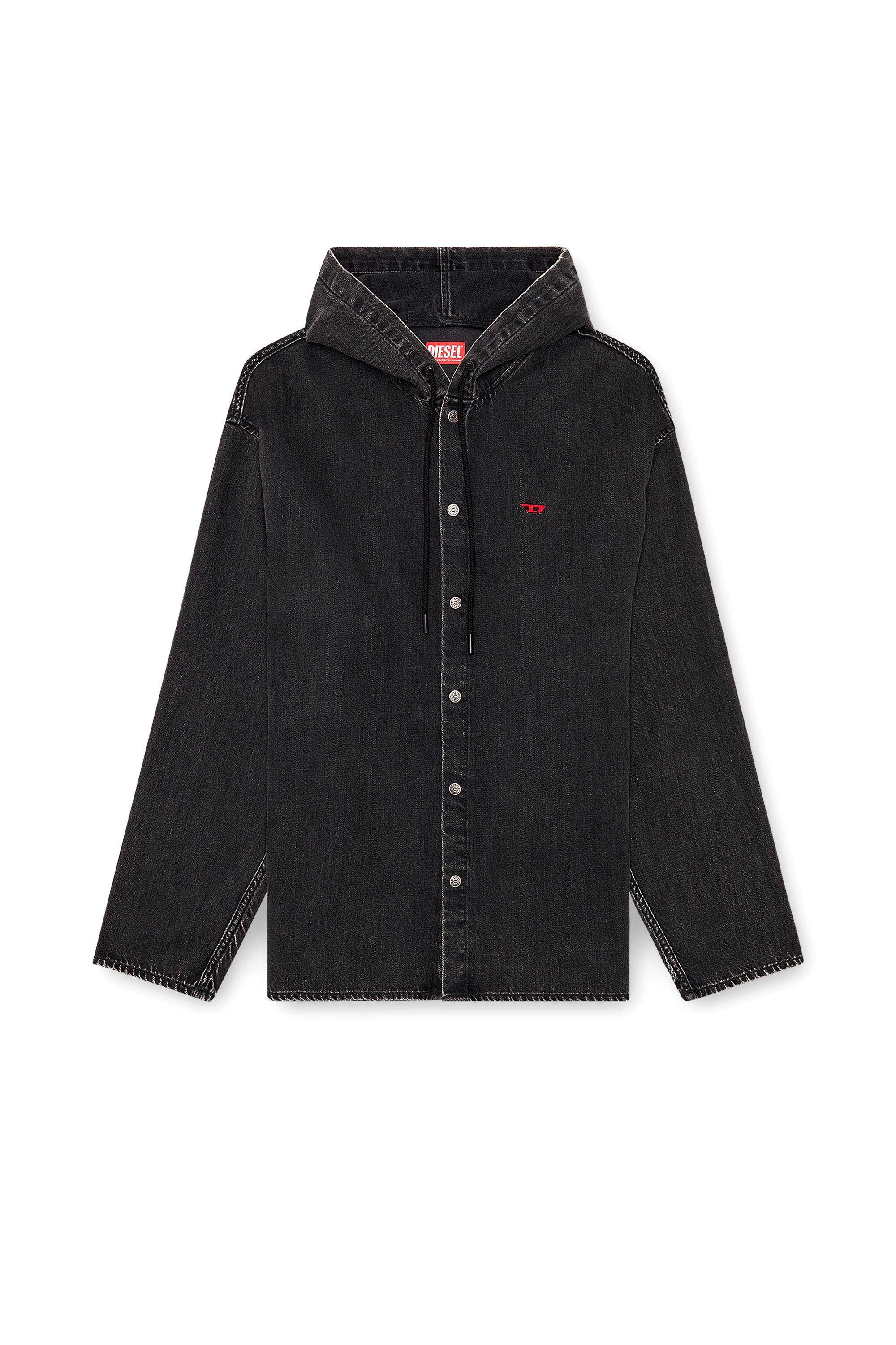 Diesel - D-DEWNY-HOOD, Man's Hybrid shirt in denim in Black - 3