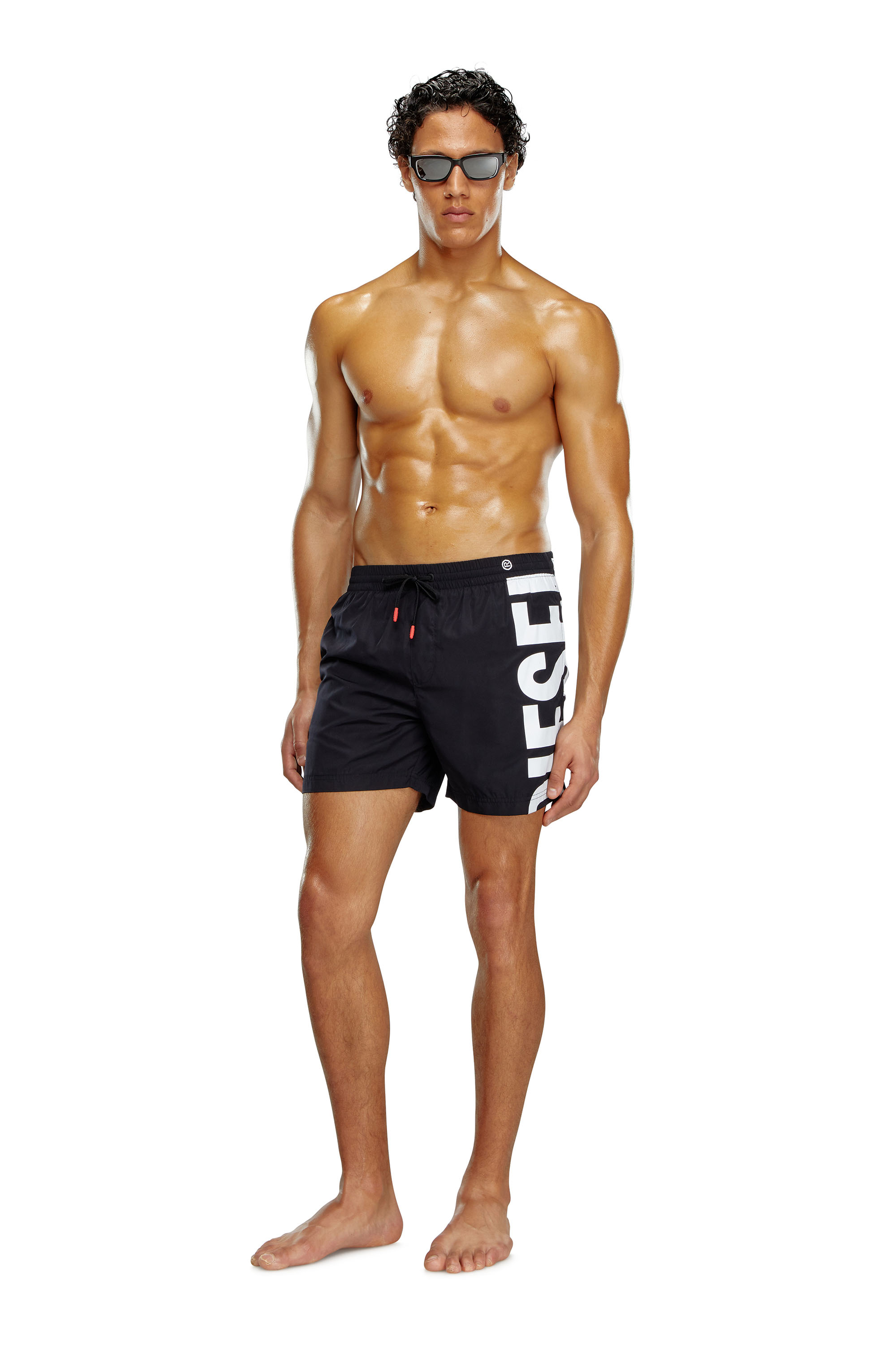 Diesel - BMBX-RIO-41, Man's Board shorts with side logo print in Black - 2