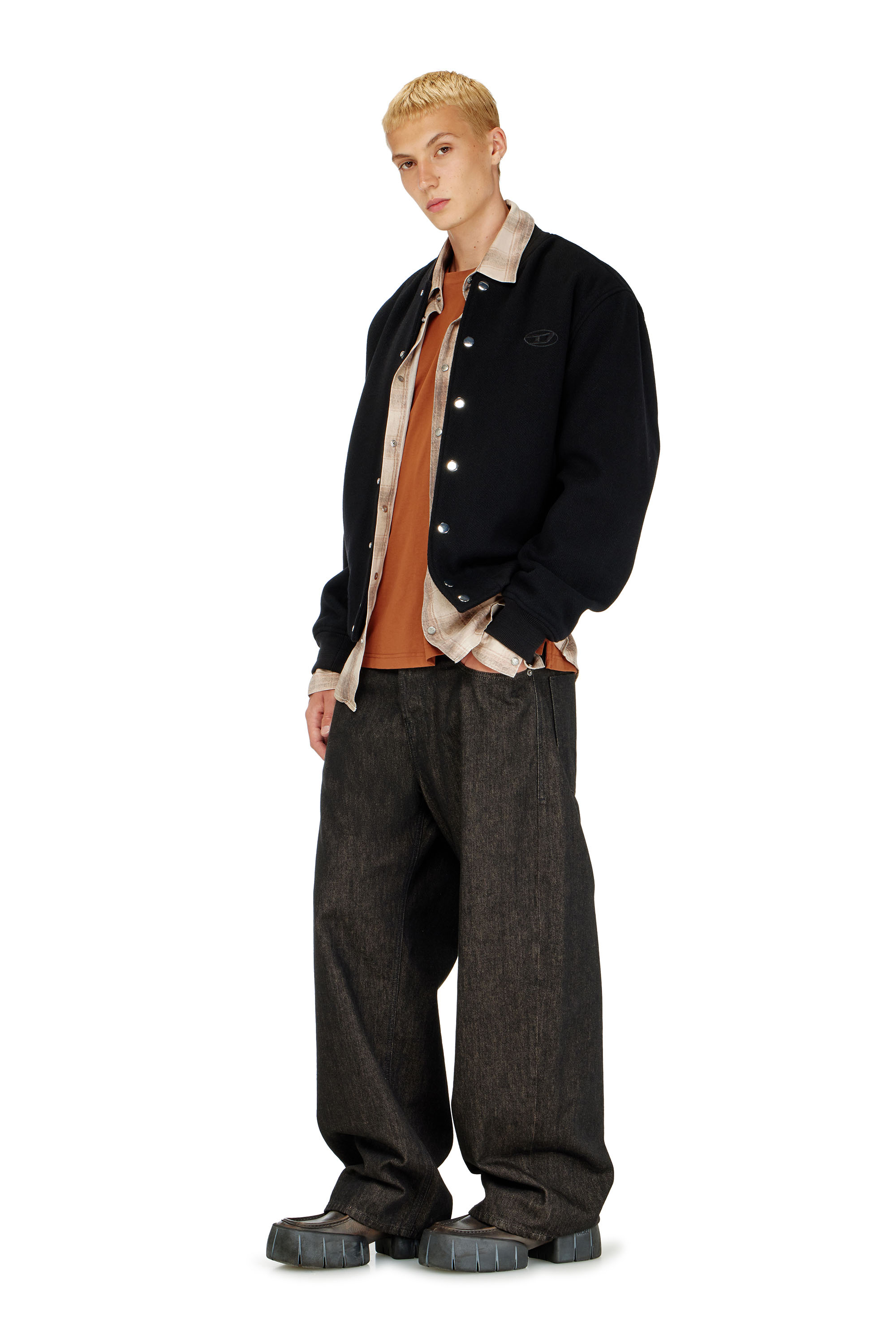 Diesel - J-ARRY-WRD, Man's Bomber jacket in felted wool blend in Black - 1