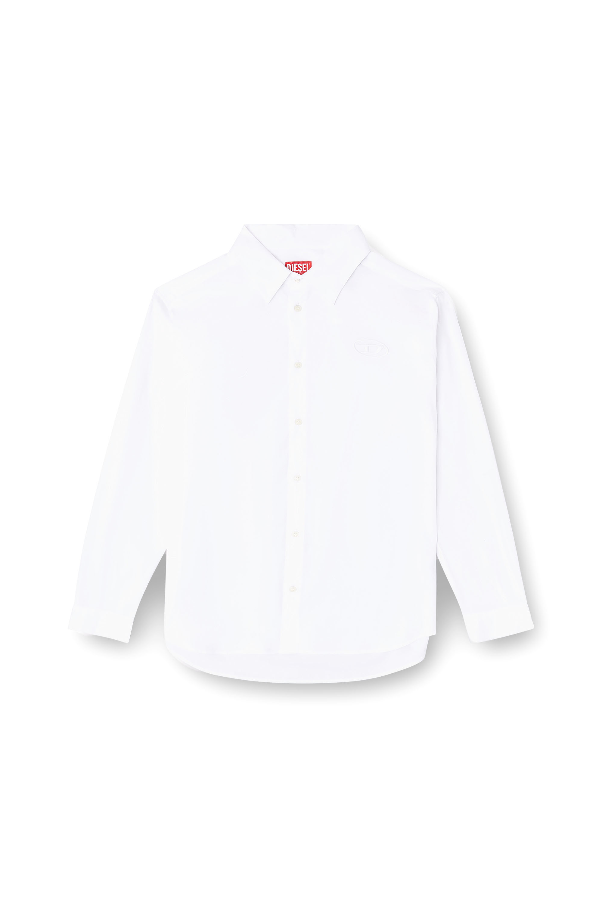 Diesel - S-SIMPLY-GSBH, Man's Stretch poplin shirt with embroidery in White - 3