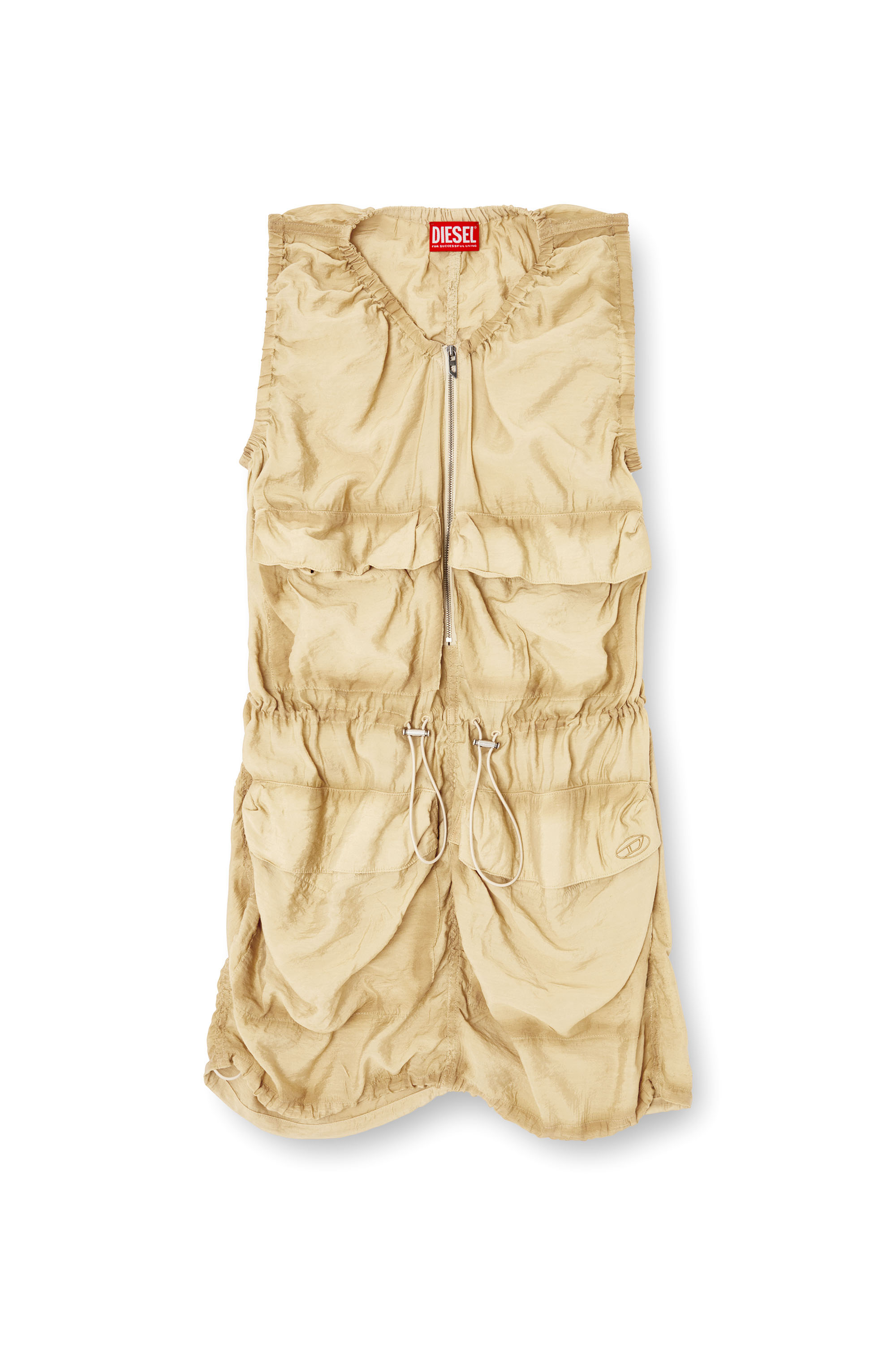 Diesel - D-RESDEN, Woman's Cargo dress in treated viscose-nylon in Beige - 2