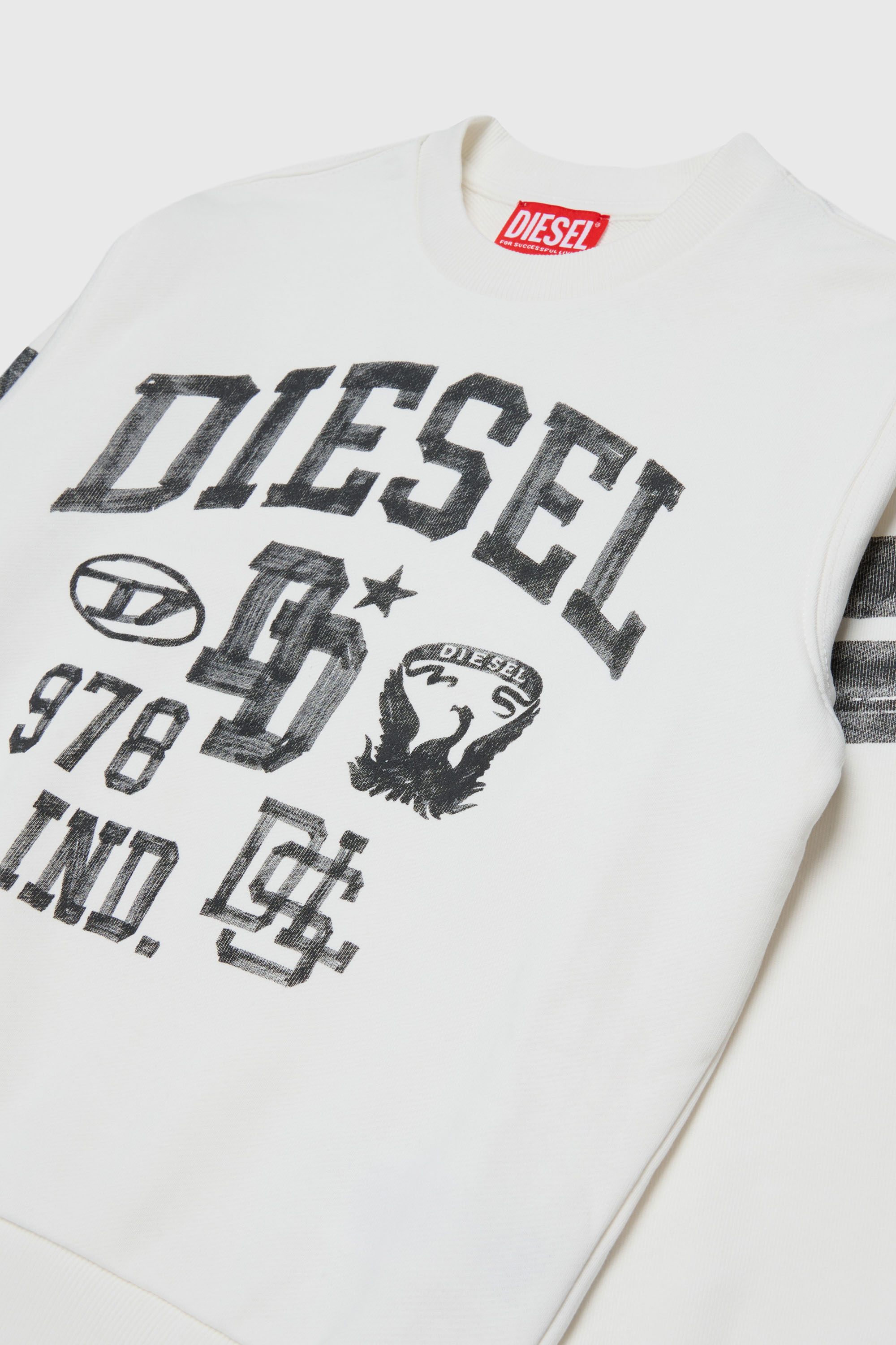 Diesel - SBAND OVER, Man's Sweatshirt with collegiate-style logo prints in White - 3