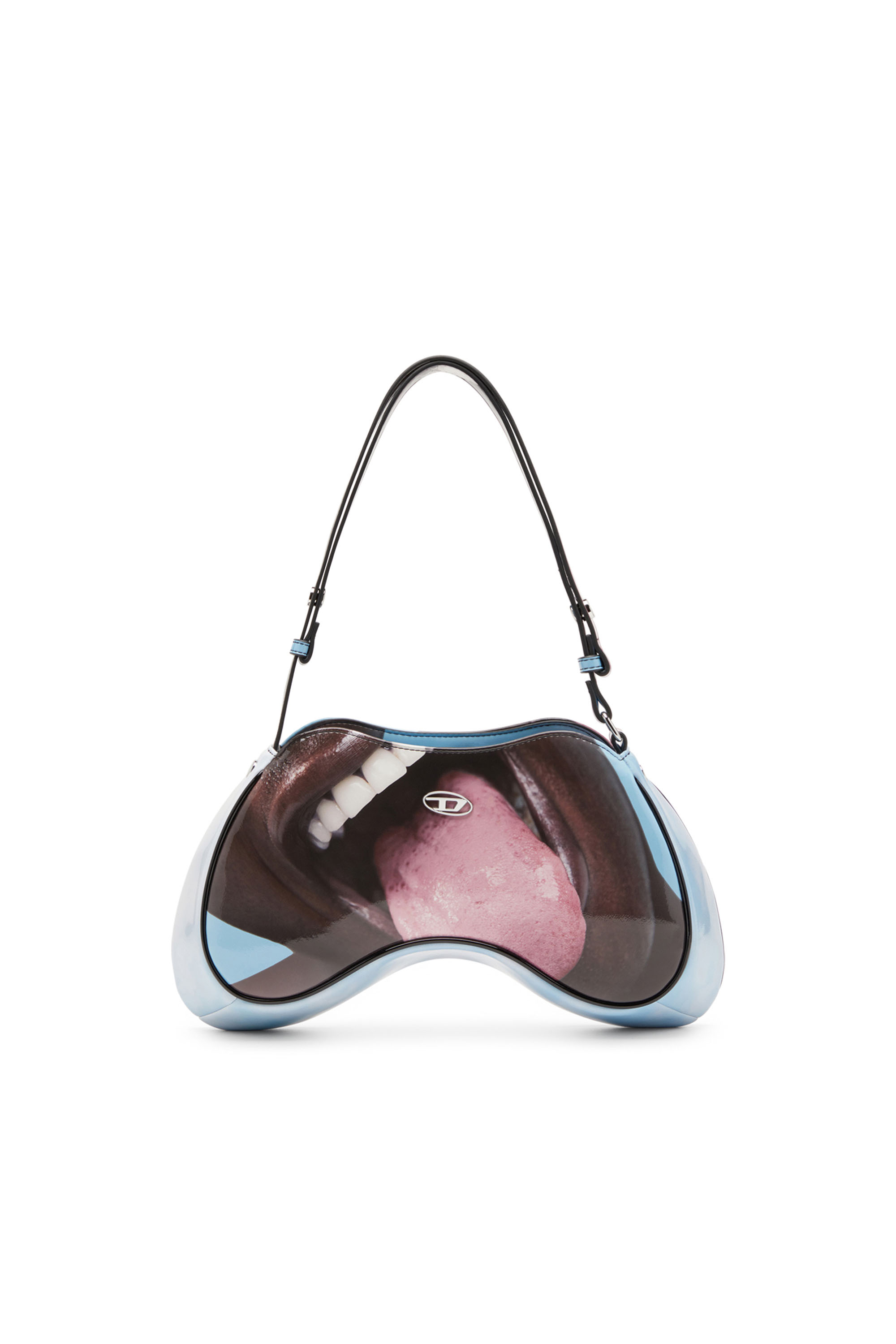 Diesel - PLAY SHOULDER, Woman's Play-Shoulder bag in printed glossy PU in Multicolor/Blue - 2