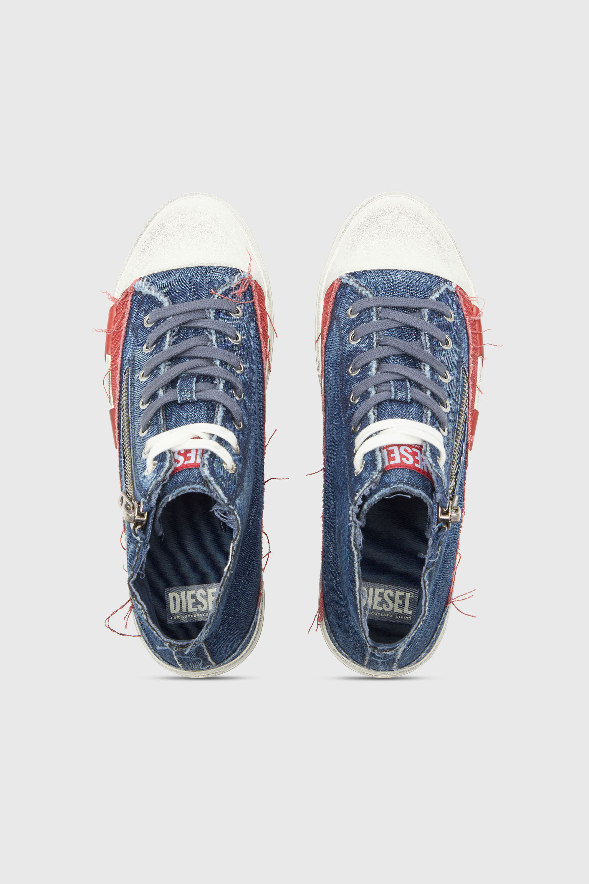 Diesel - S-D-VERSE ZIP MID II, Man's S-D-Verse -  Denim sneakers with D logo in Medium blue - 4