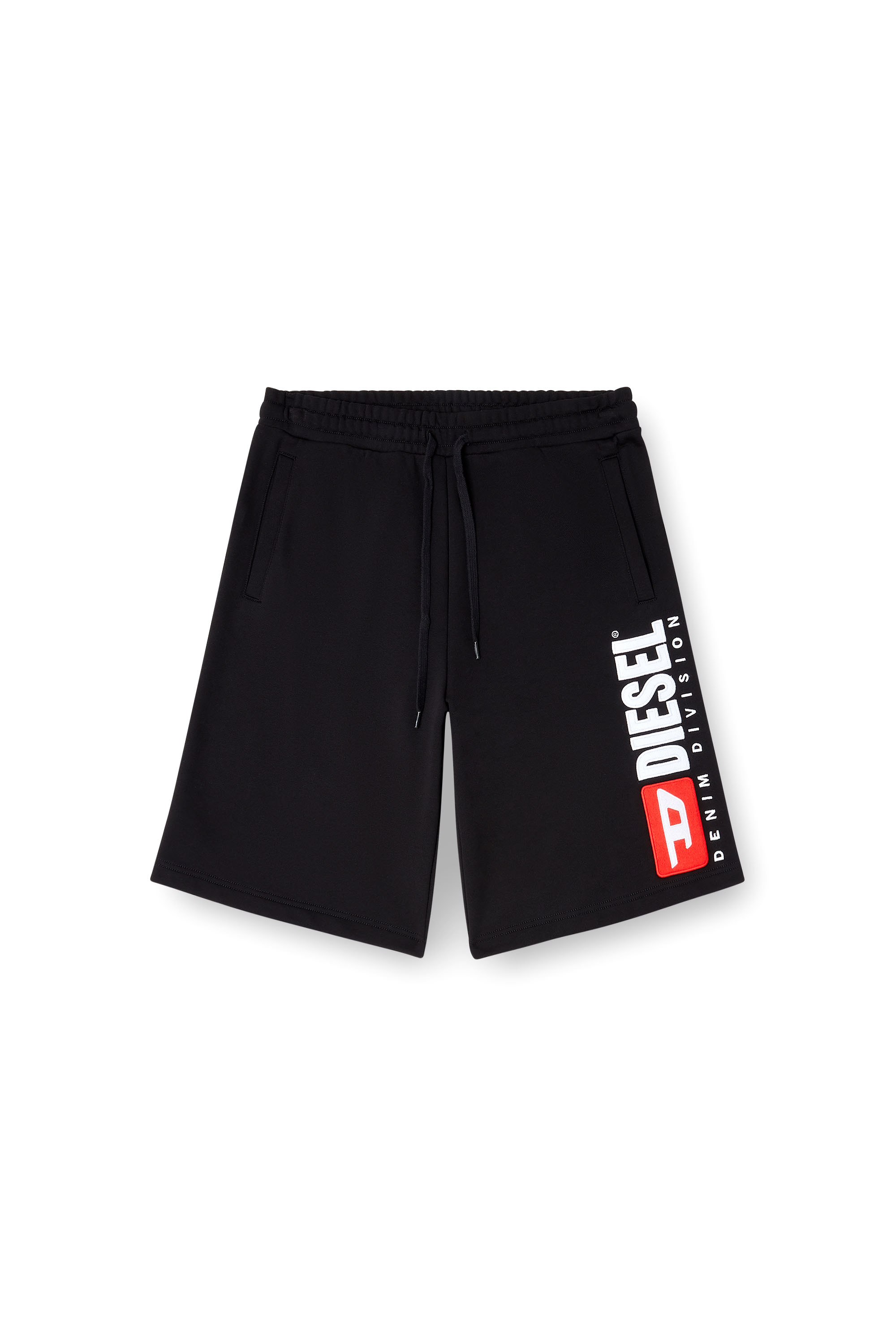 Diesel - P-CROW-DIV, Man's Fleece shorts with maxi logo patch in Black - 2