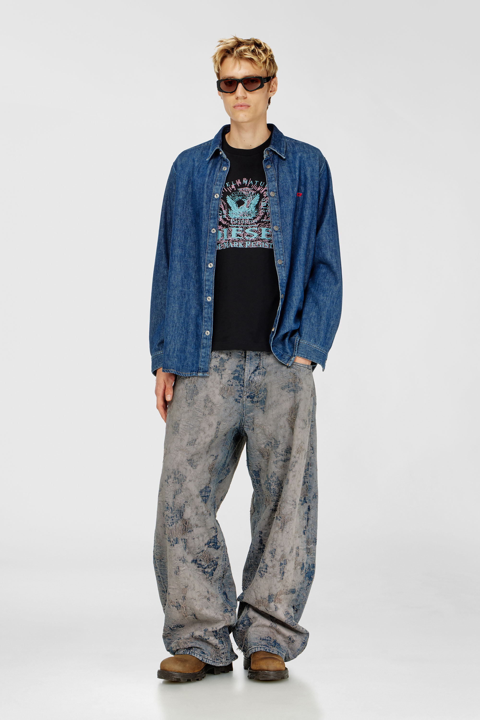 Diesel - T-JUST-FENIX-T92, Man's Cotton T-shirt with graphic print in Black - 2