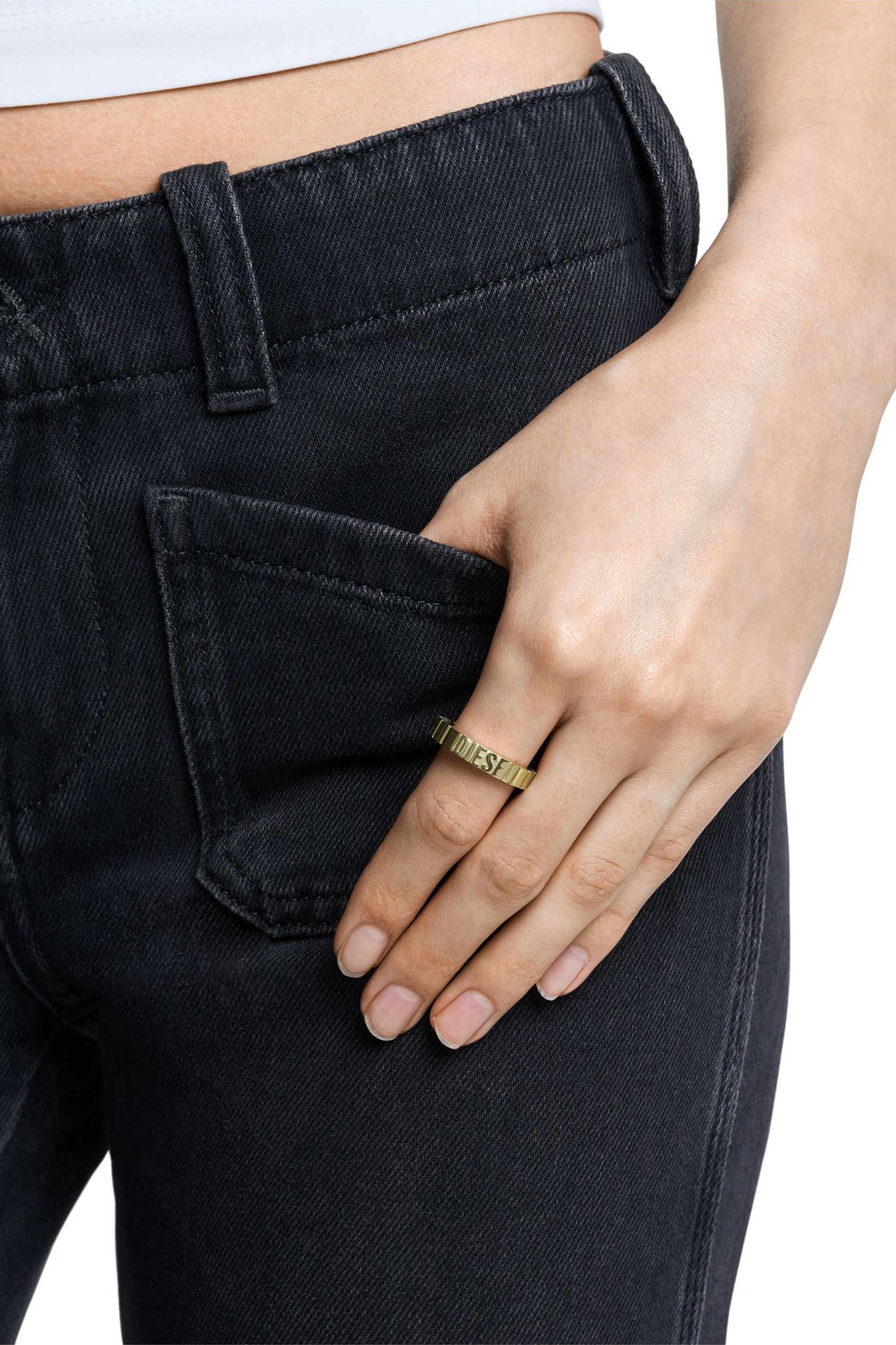 Diesel - DX1613710, Unisex's Stainless Steel Band Ring in Gold - 3