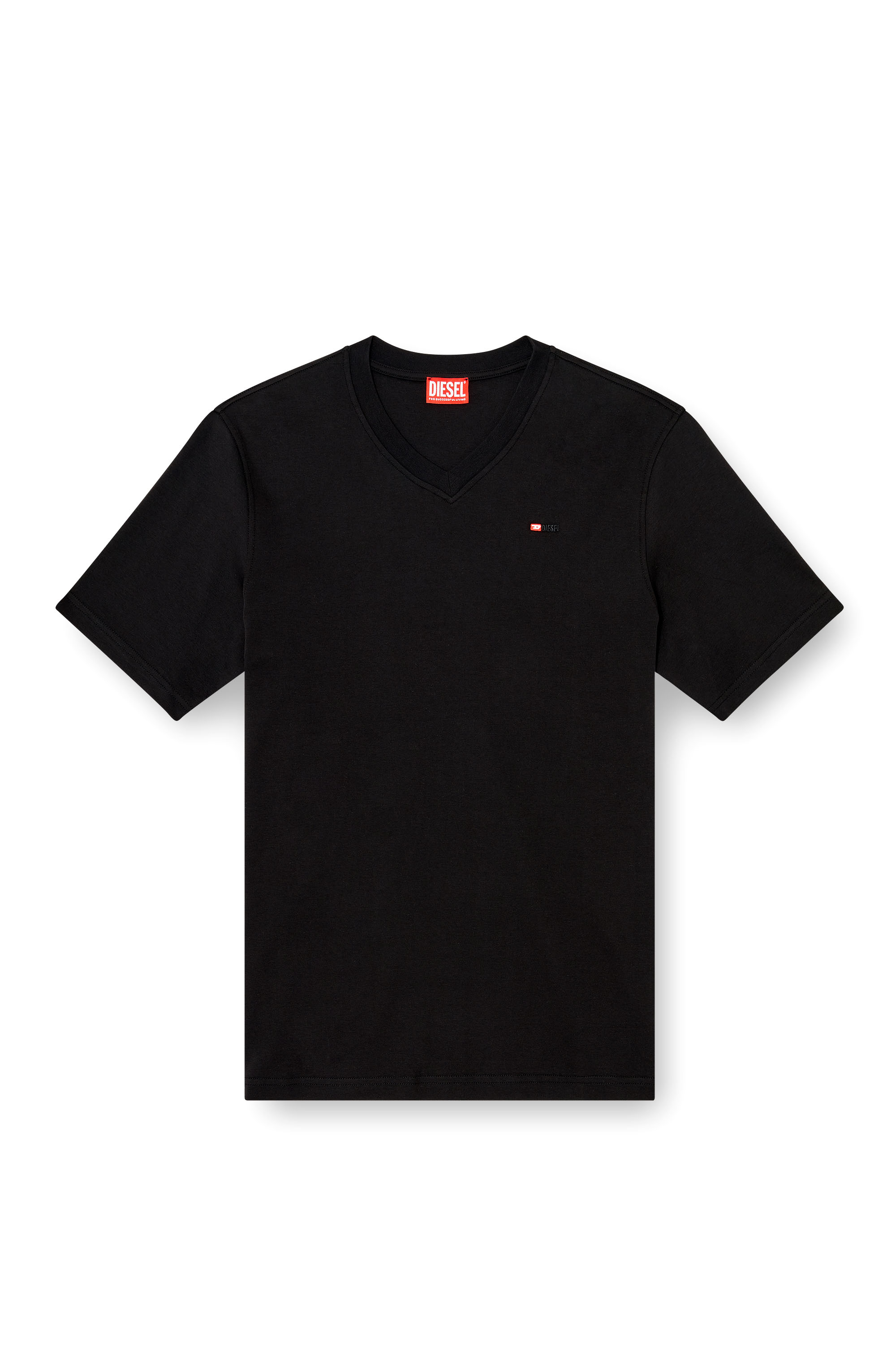 Diesel - T-ADJUST-V-MICRODIV, Man's V-neck T-shirt with micro logo embroidery in Black - 3