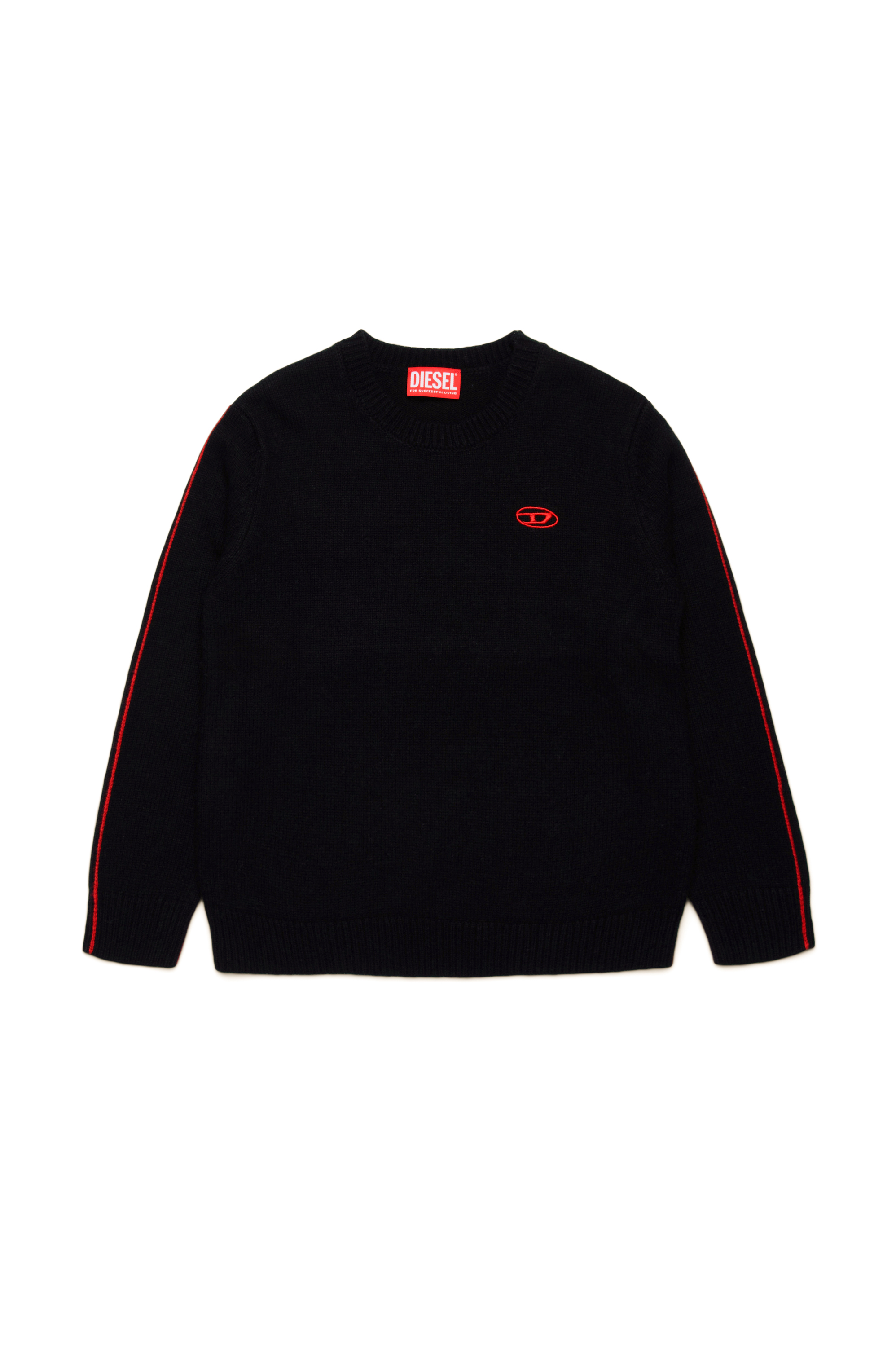 Diesel - KVROMO, Man's Piped jumper in cashmere-enriched blend in Black - 1