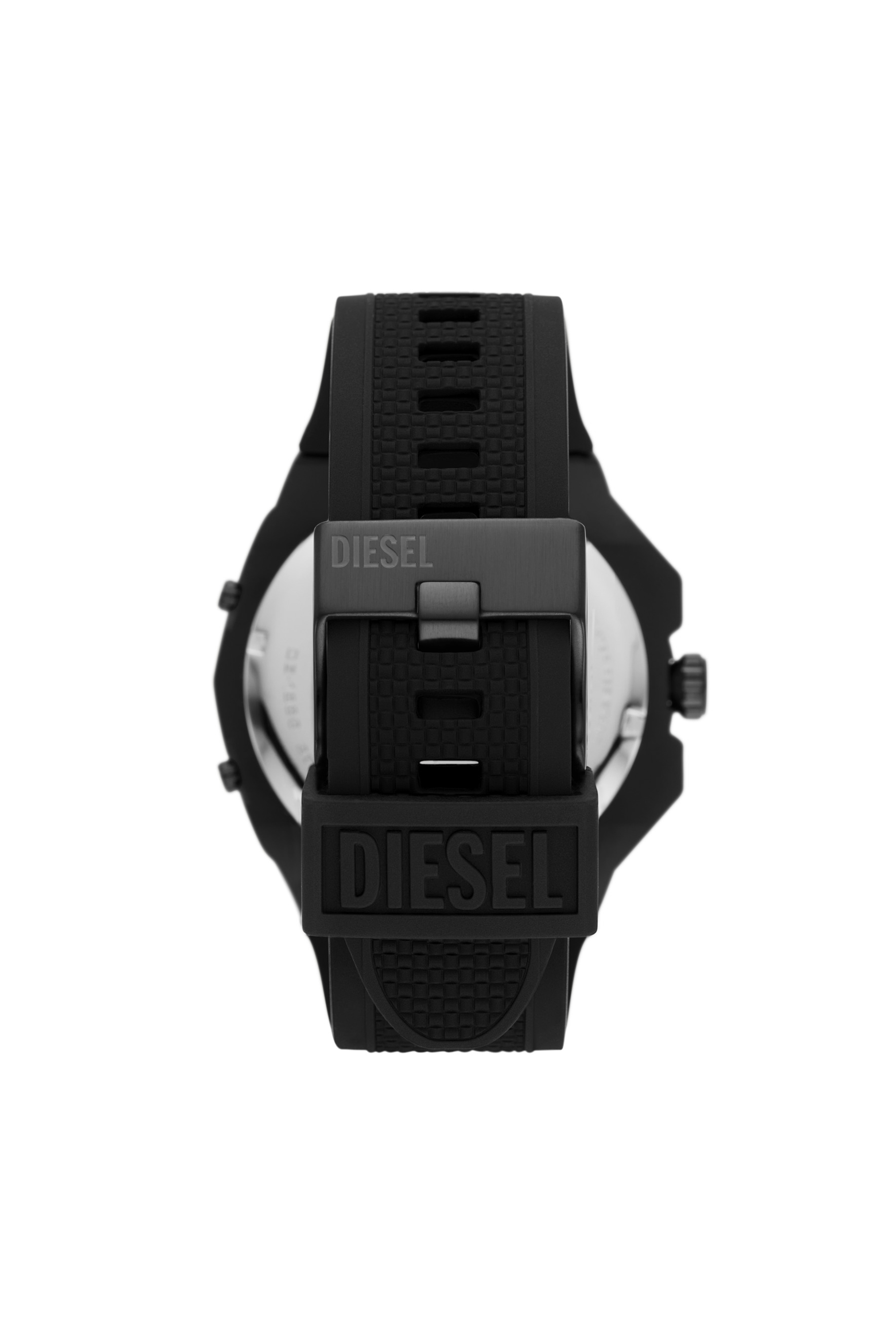 Diesel - DZ1986, Man's Framed three-hand black silicone watch in Black - 2