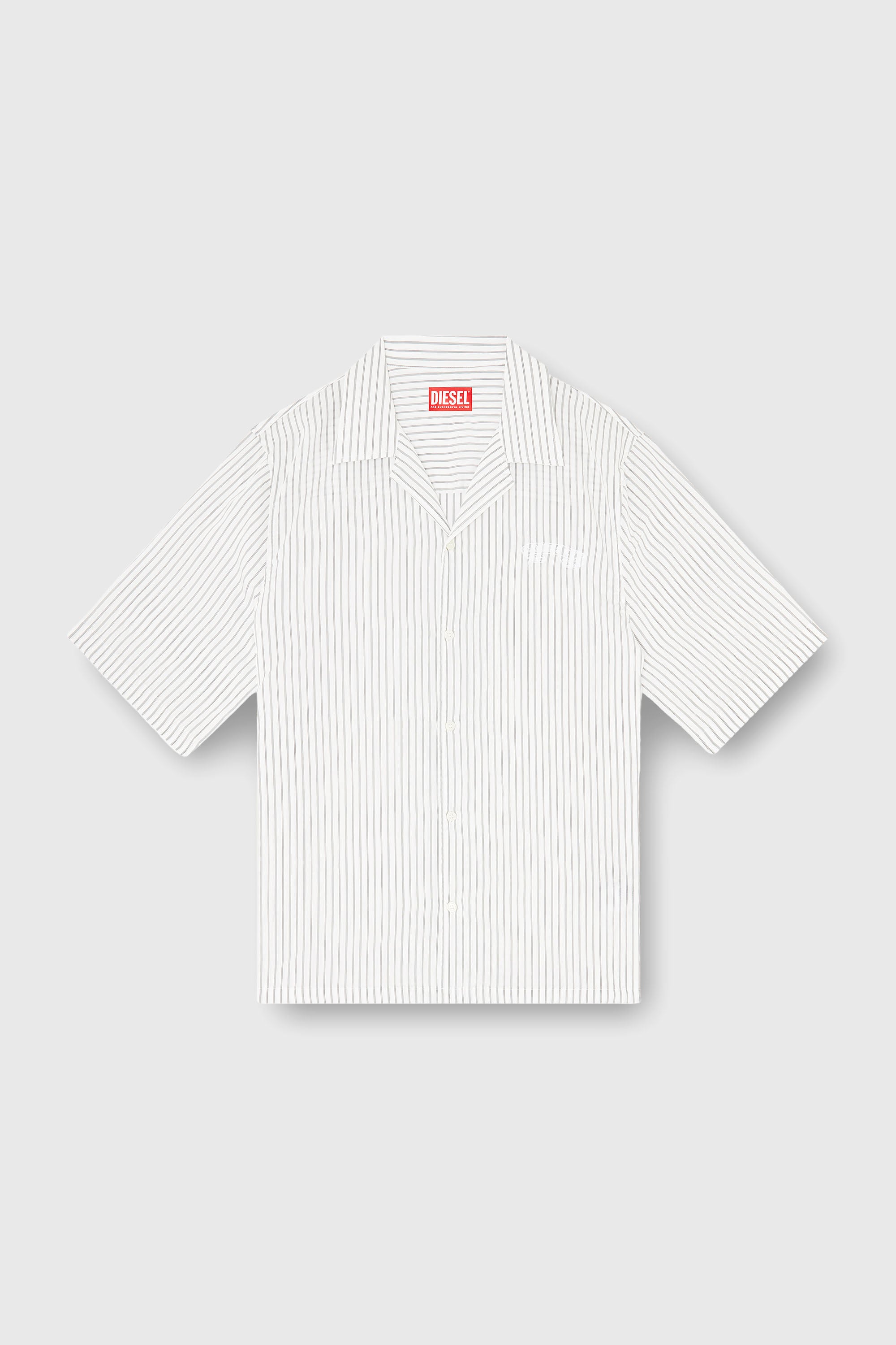 Diesel - S-MAC-EFBV, Man's Half-sleeve shirt in pinstripe modal in White/Grey - 2