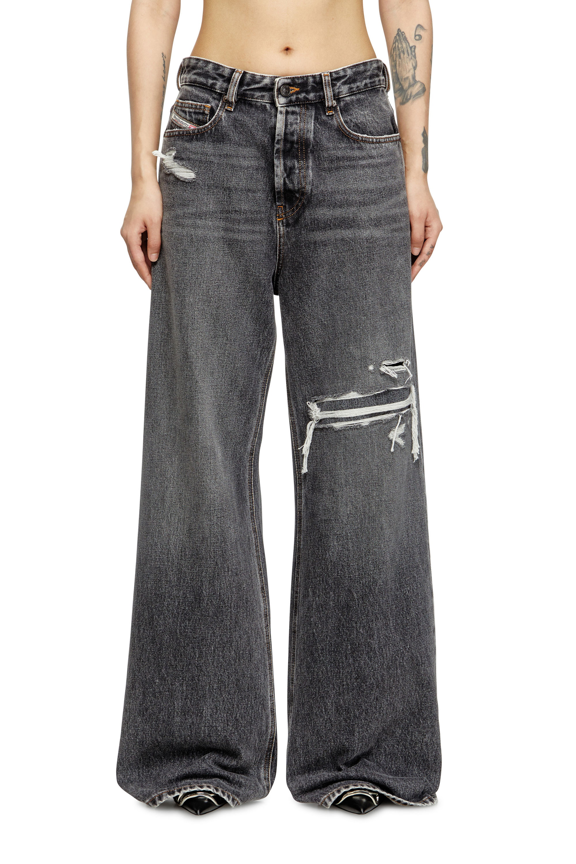 Diesel - Woman's Relaxed Jeans 1996 D-Sire 007F6, Black/Dark grey - 2