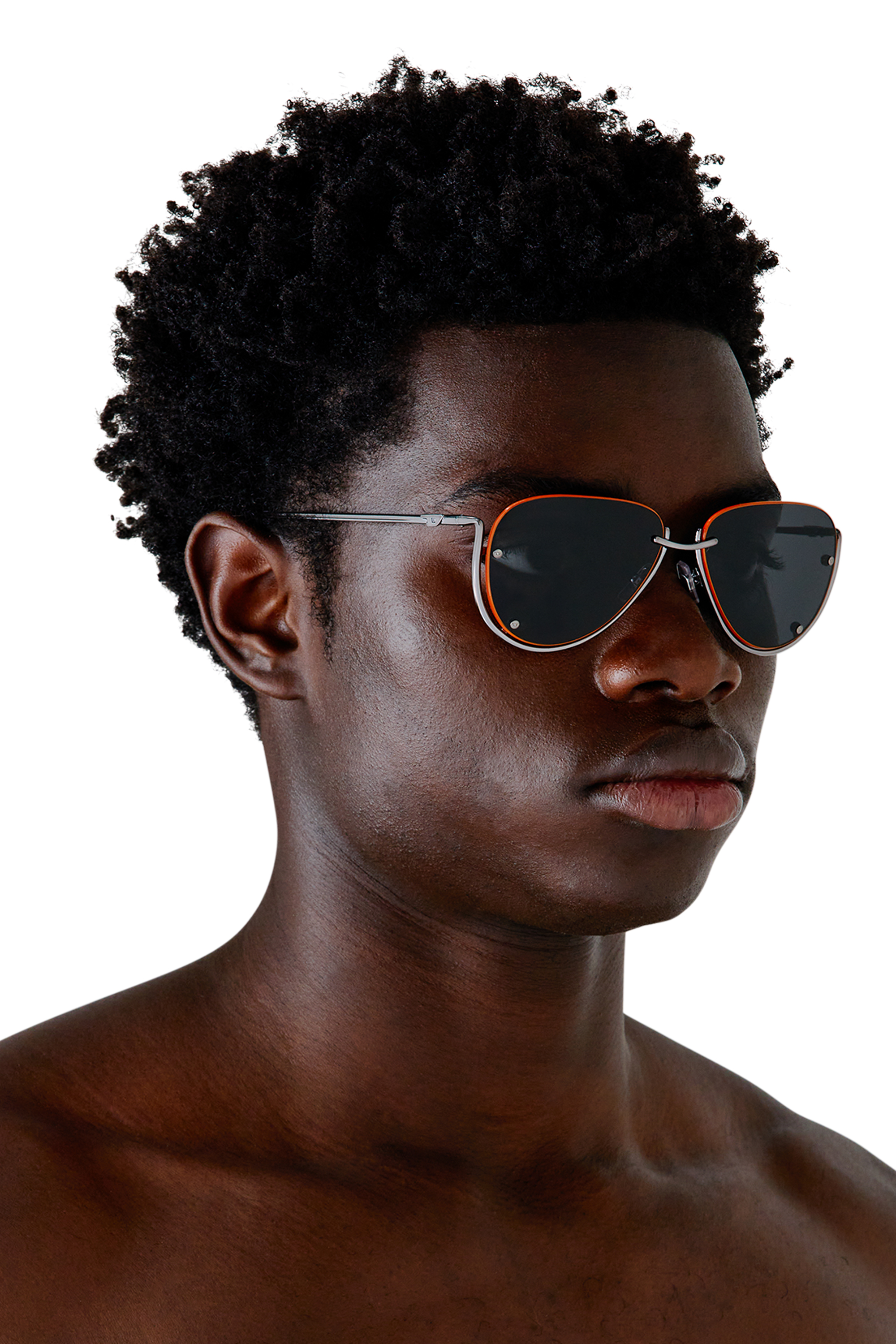 Diesel - 0DL1003, Unisex's Pilot model sunglasses in Black/Orange - 4