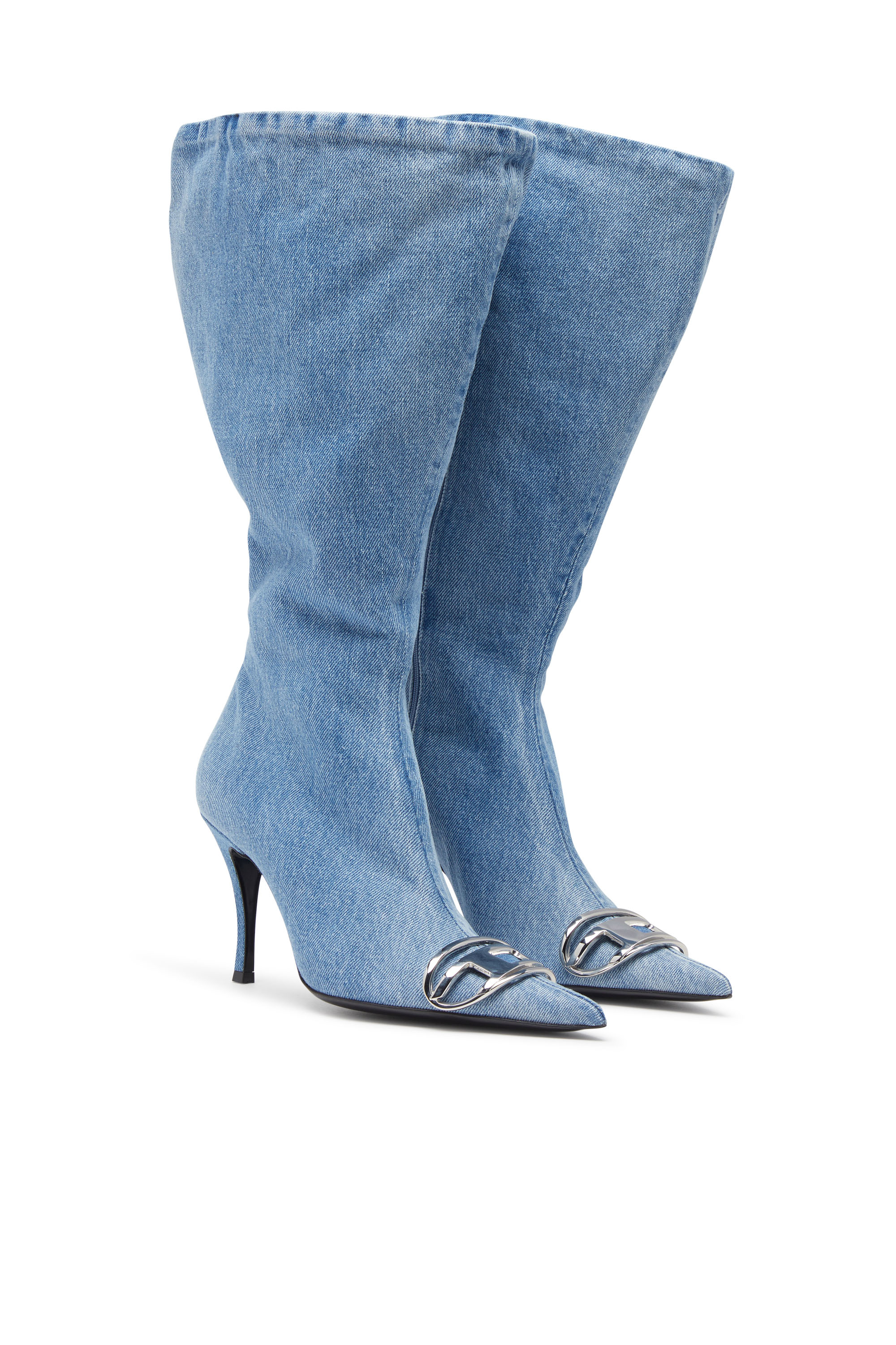 D-VENUS KB LARGE, Light Blue Diesel - D-VENUS KB LARGE, Woman's D-Venus-Wide knee-high boots in denim in Light Blue - 2