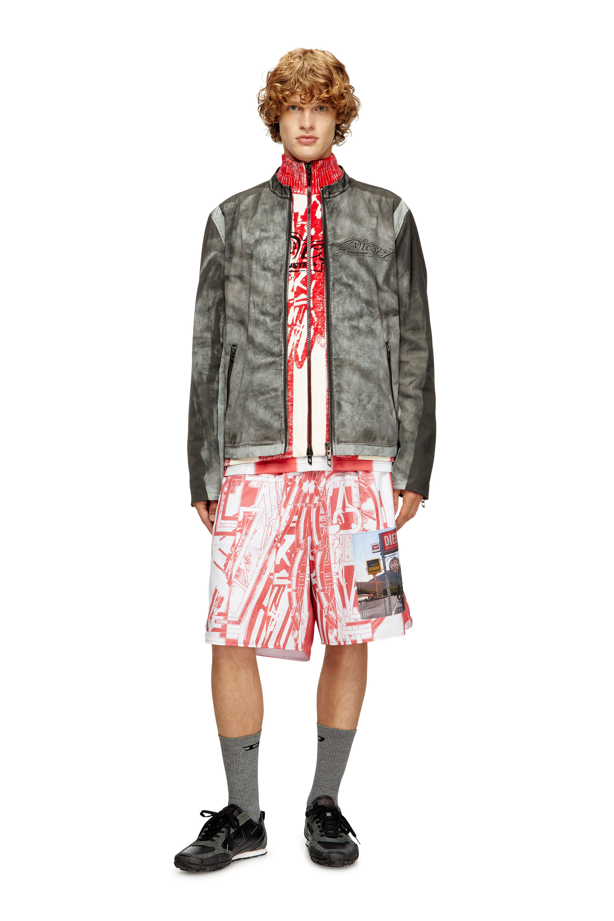 Diesel - P-KURT, Man's Striped shorts with photo patches in null - 2