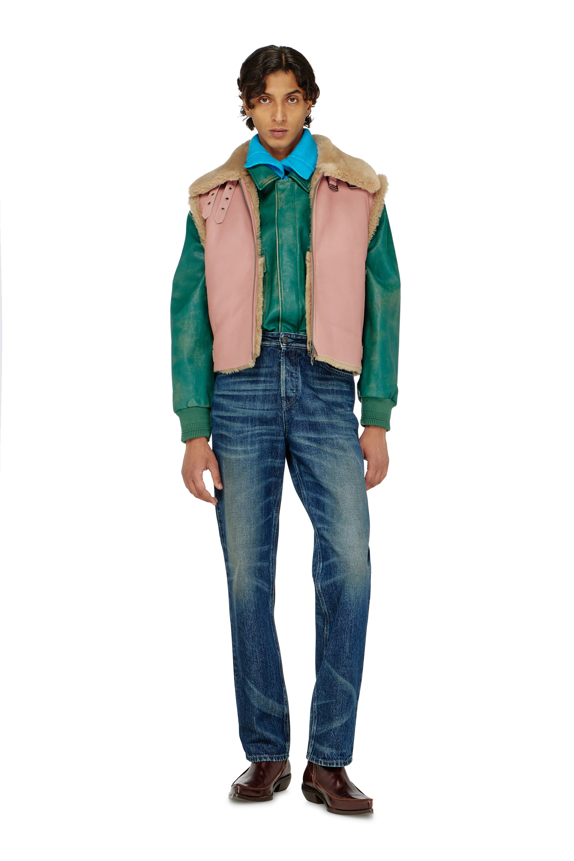 Diesel - L-HONT, Man's Shearling leather vest in Pink - 2