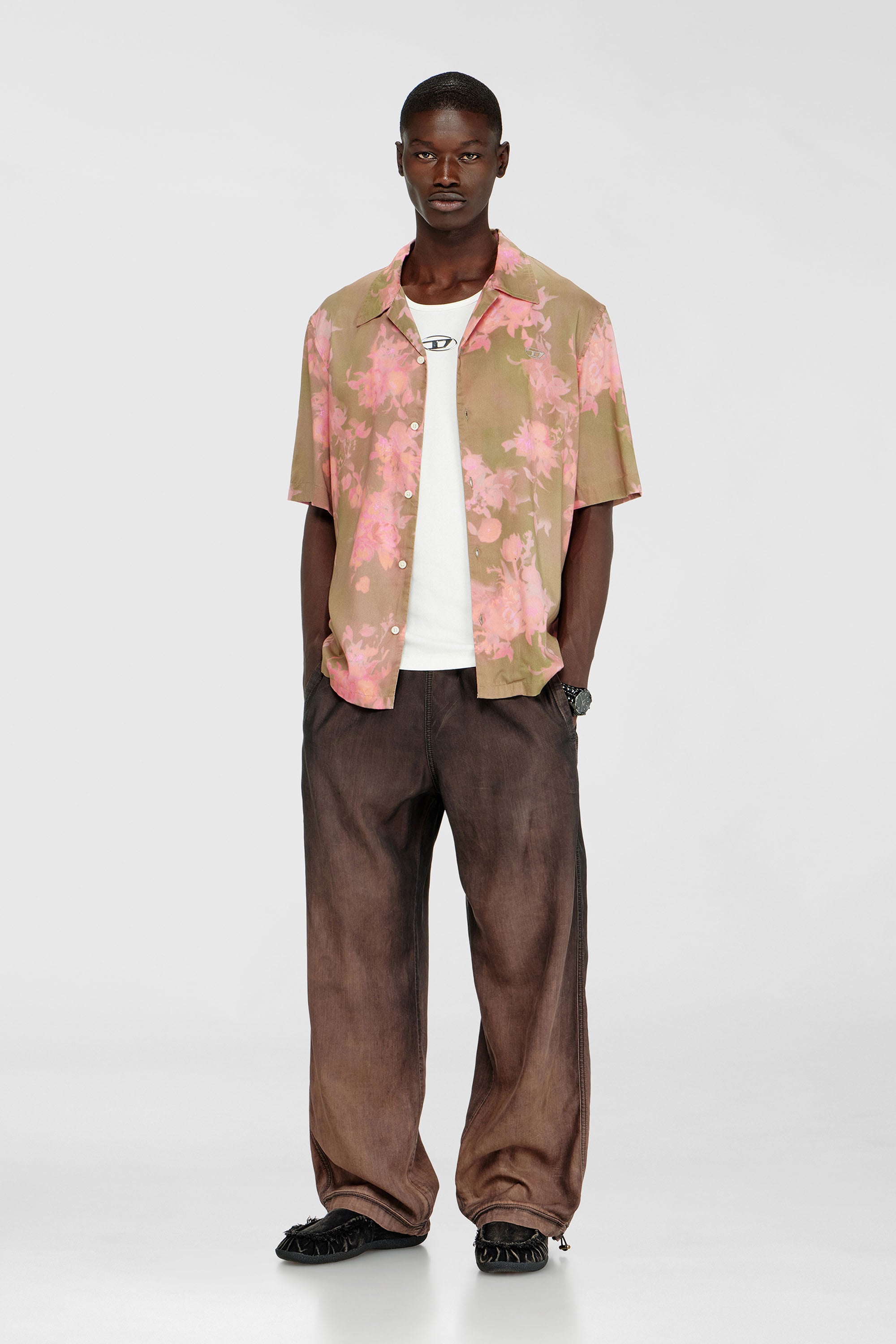Lyocell shirt with all-over floral print