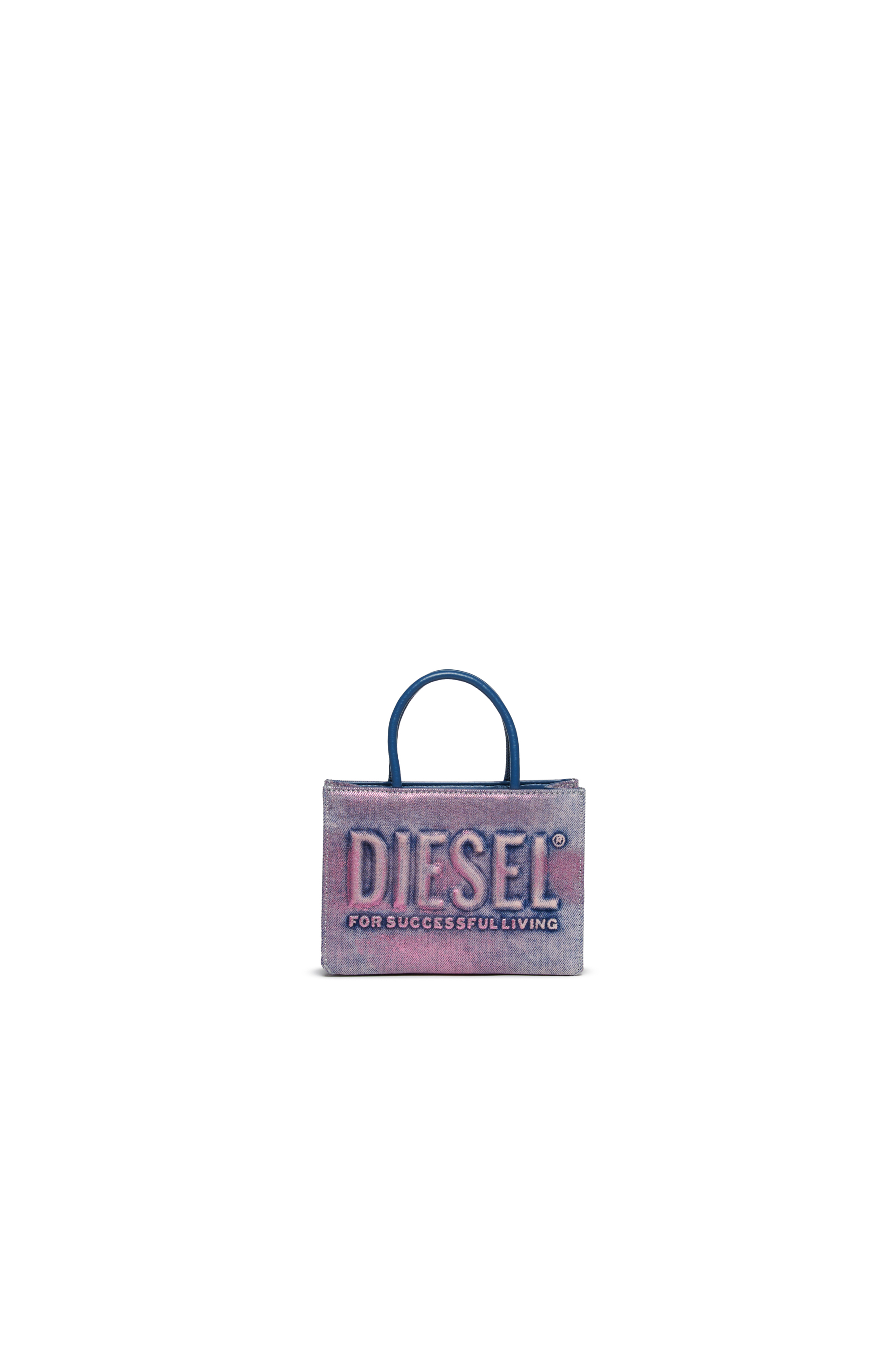 Diesel - DSL 3D MINI BAG, Woman's Dsl 3D - Cotton shoulder bag in Blue/Pink - 1